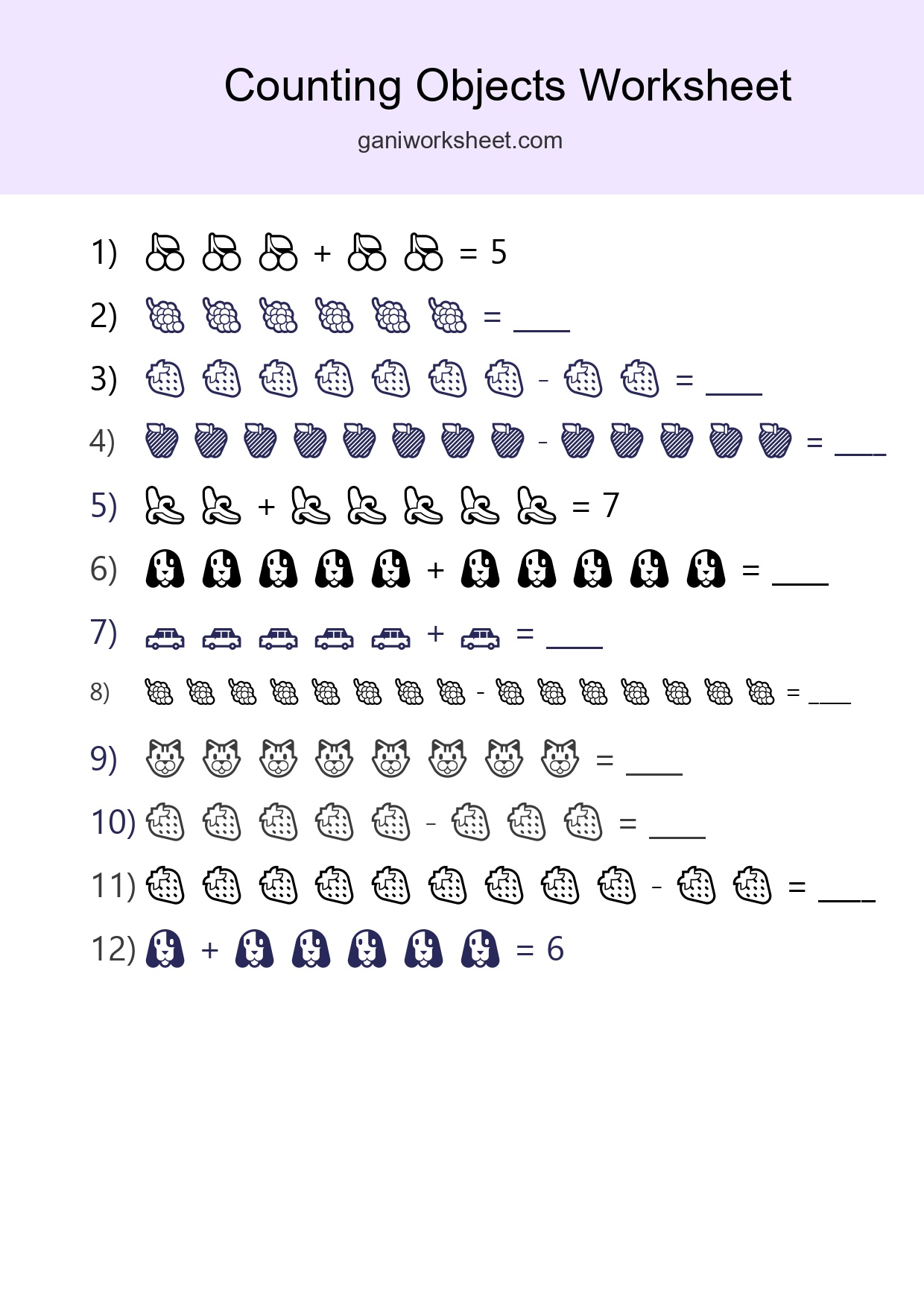 Free Counting Objects Worksheet For Kindergarten - Part 1903