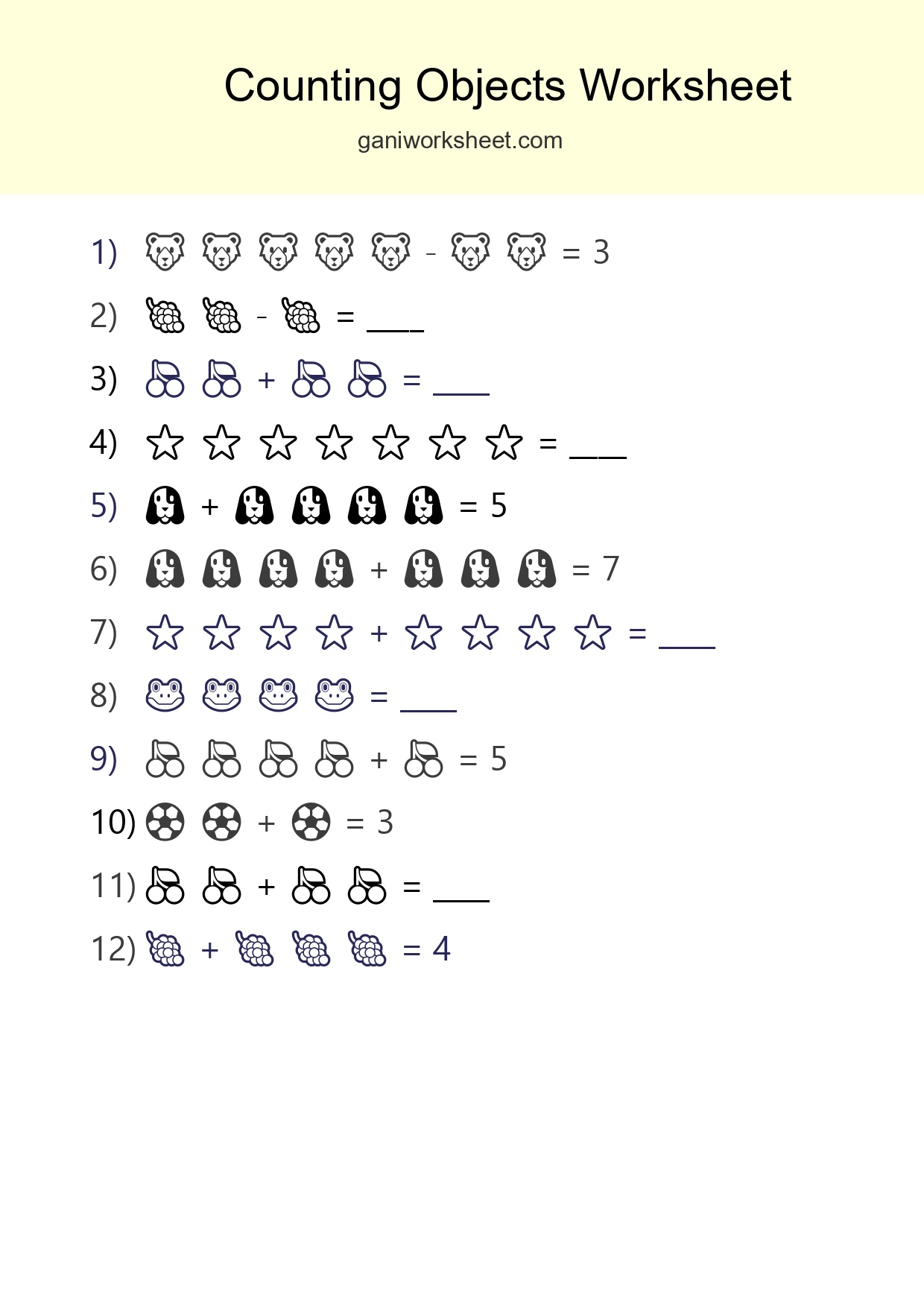 Free Counting Objects Worksheet For Kindergarten - Part 1913