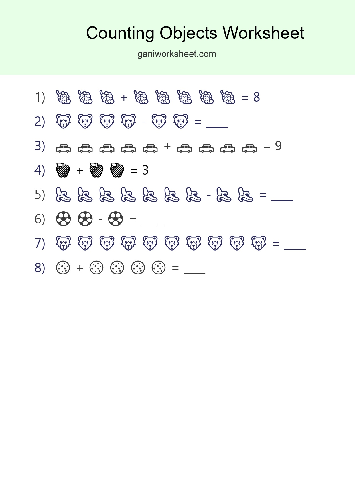 Free Counting Objects Worksheet For Kindergarten - Part 233