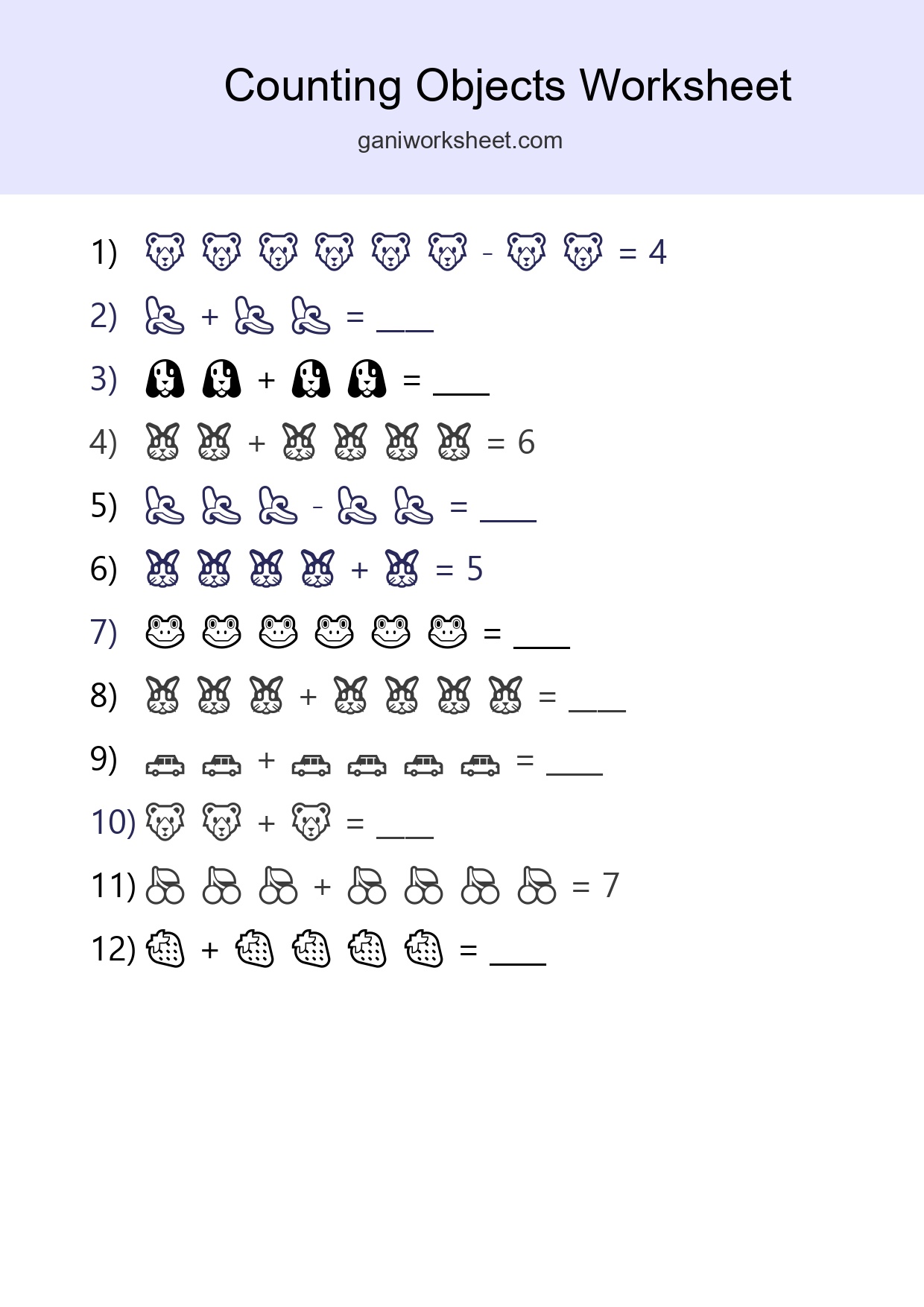 Free Counting Objects Worksheet For Kindergarten - Part 403