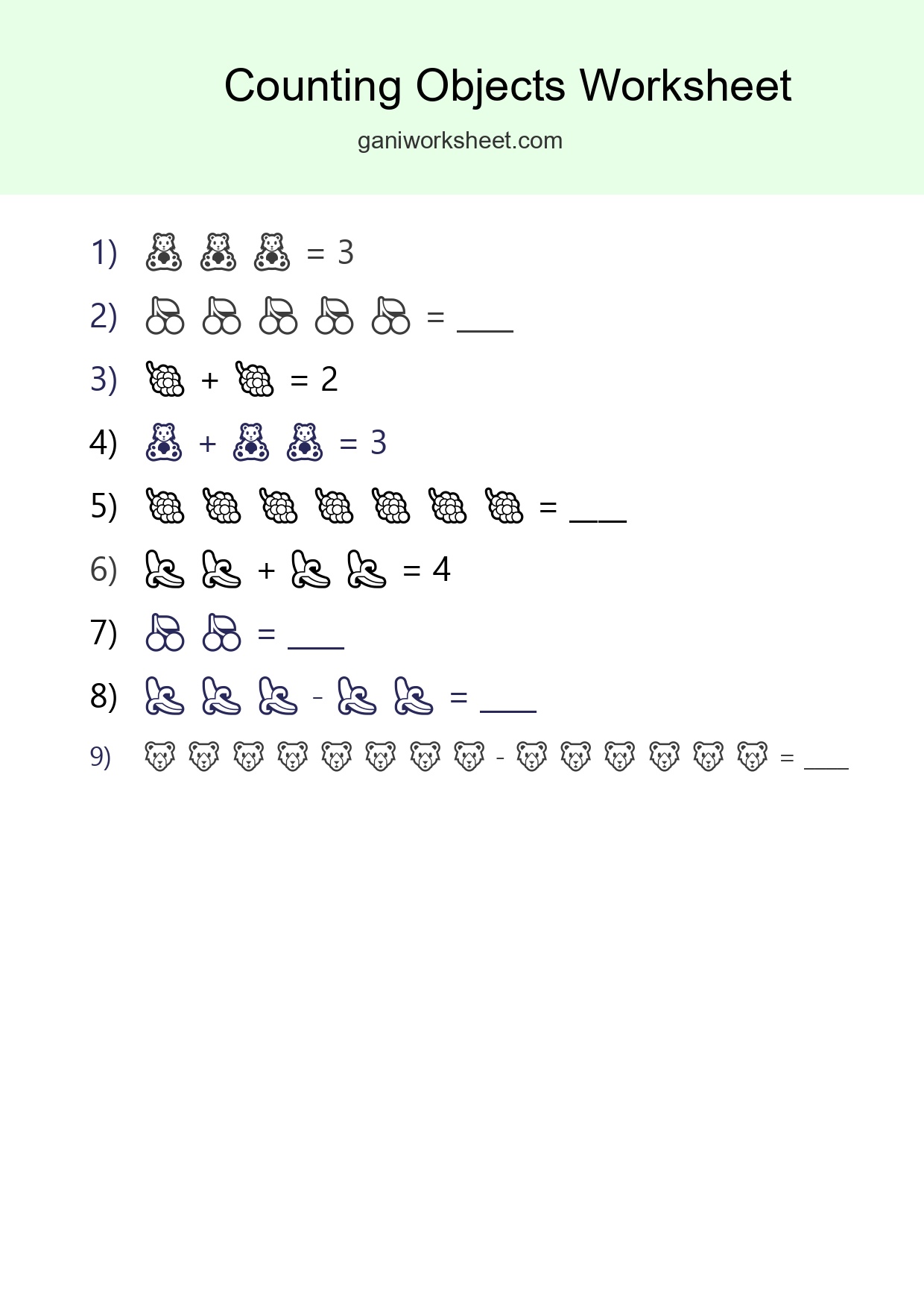 Free Counting Objects Worksheet For Kindergarten - Part 603