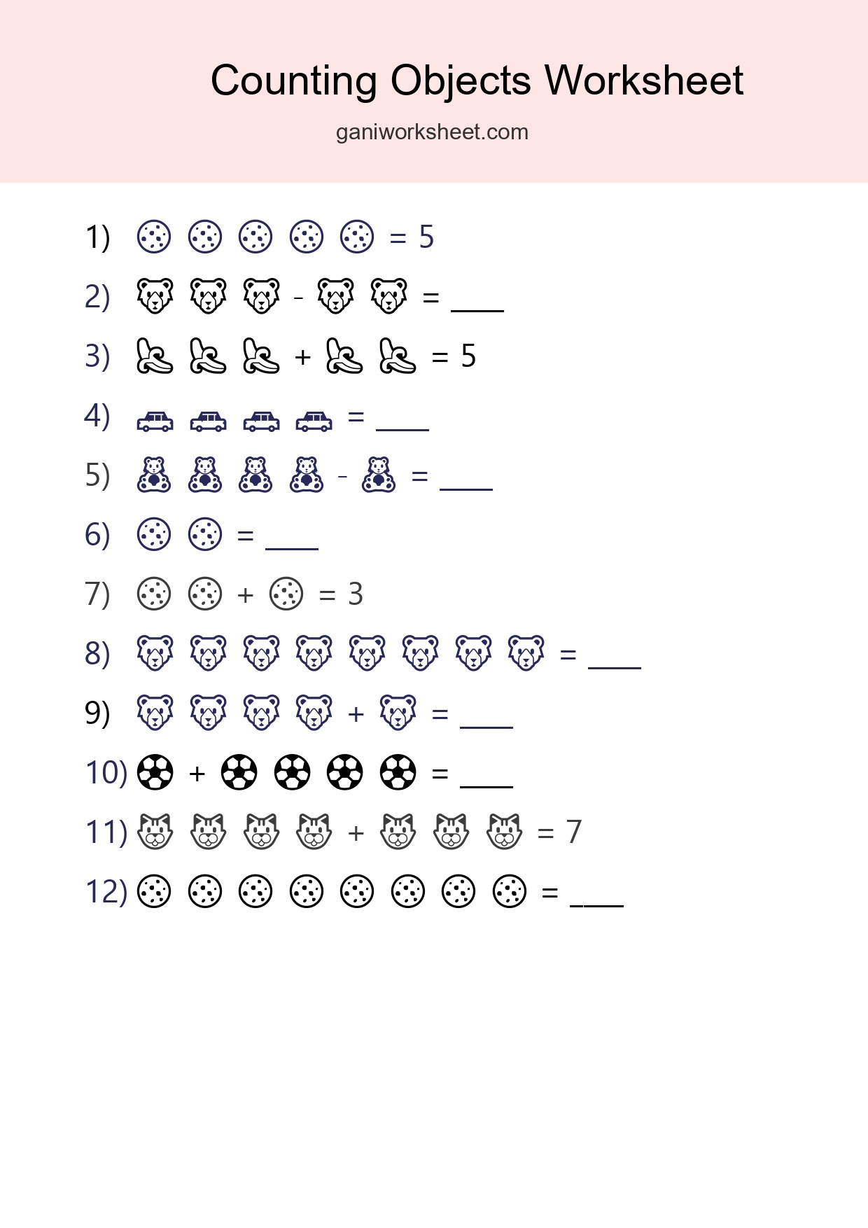 Free Counting Objects Worksheet For Kindergarten - Part 713
