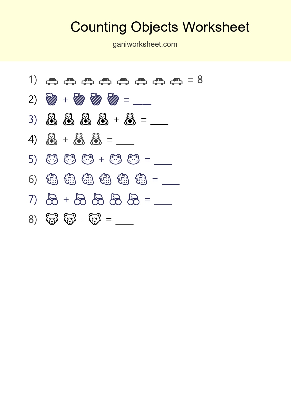 Free Counting Objects Worksheet For Kindergarten Printable - Part 1093