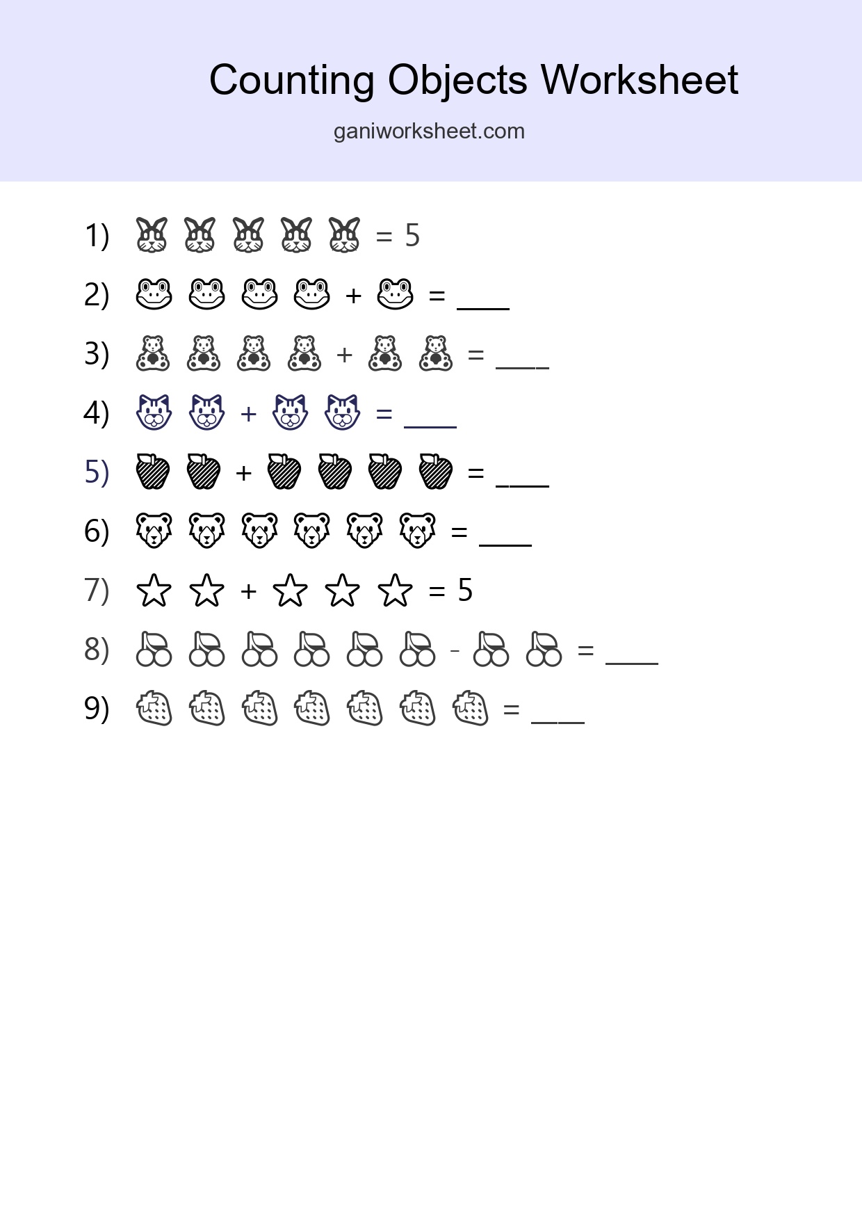 Free Counting Objects Worksheet For Kindergarten Printable - Part 1103