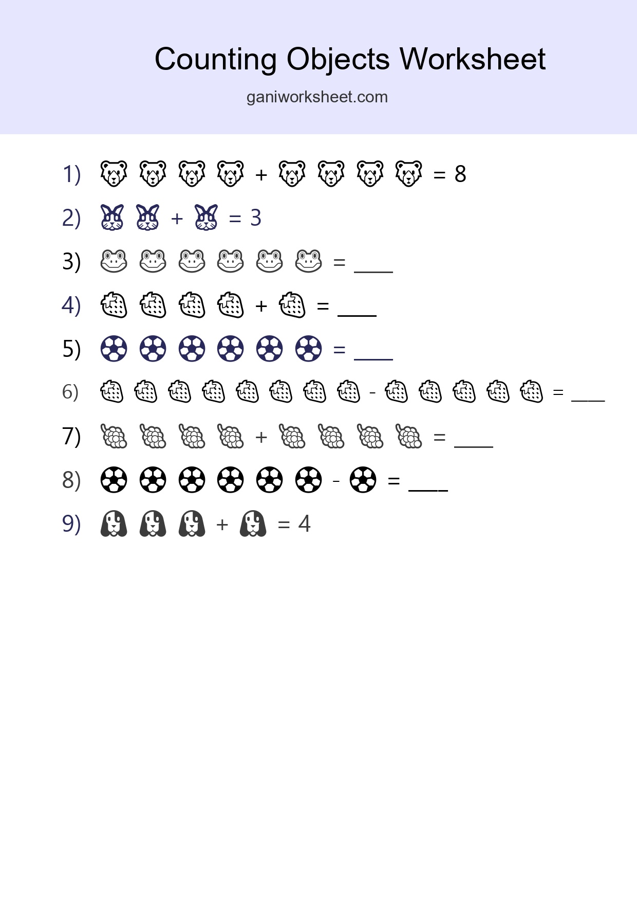 Free Counting Objects Worksheet For Kindergarten Printable - Part 123