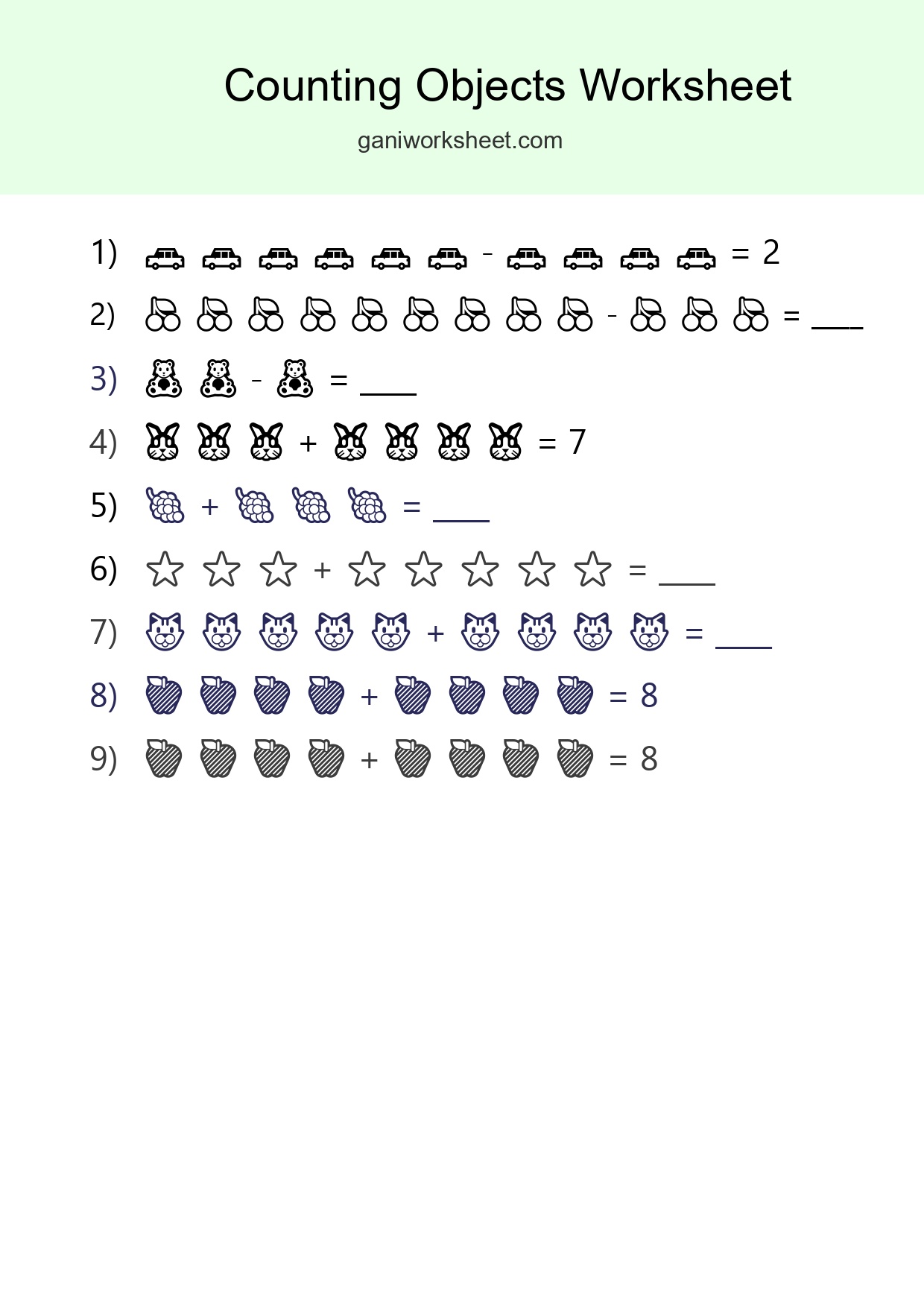 Free Counting Objects Worksheet For Kindergarten Printable - Part 1283