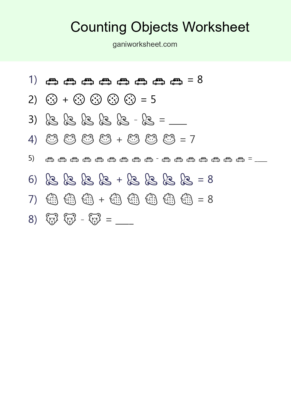Free Counting Objects Worksheet For Kindergarten Printable - Part 1323