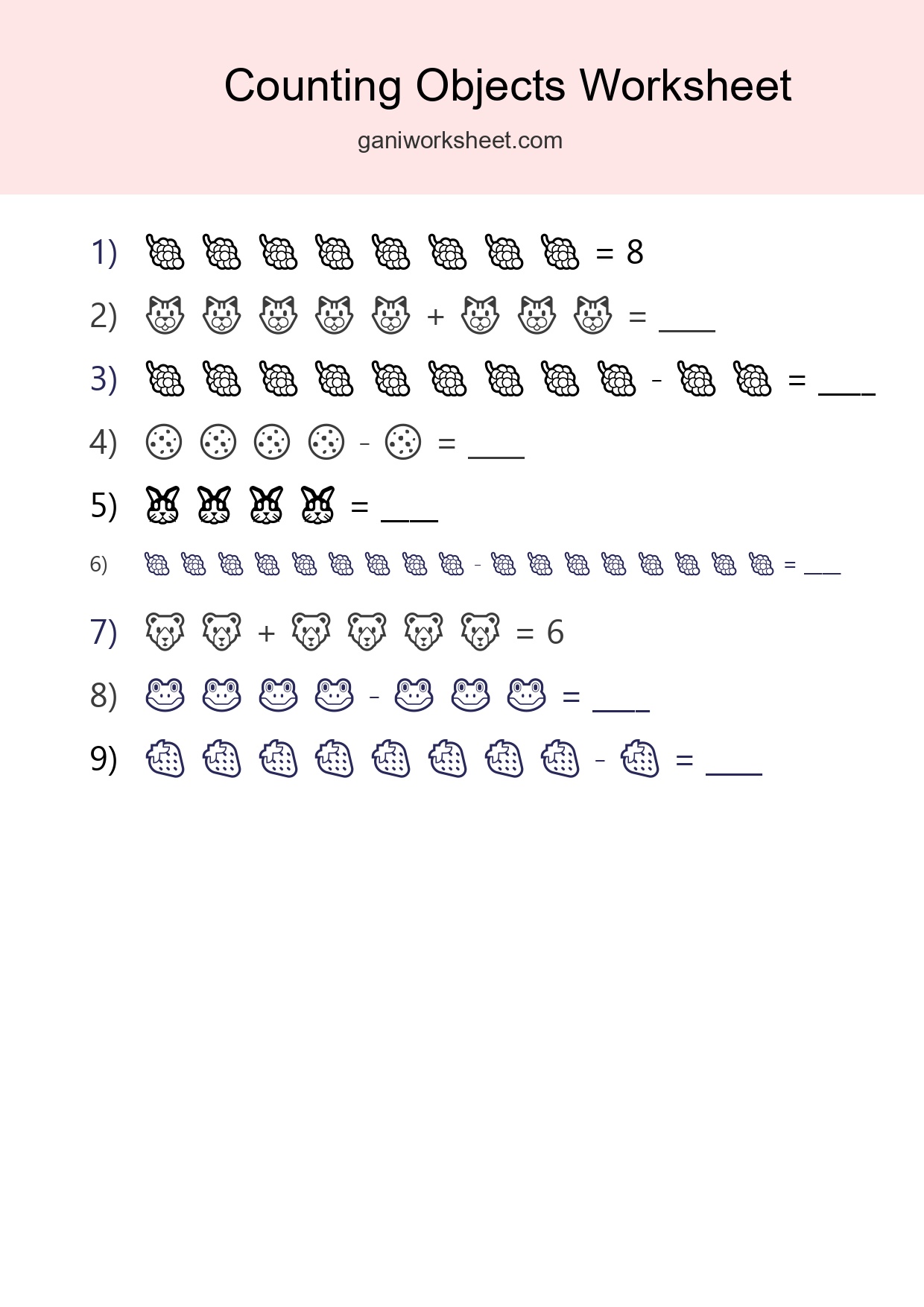 Free Counting Objects Worksheet For Kindergarten Printable - Part 1333