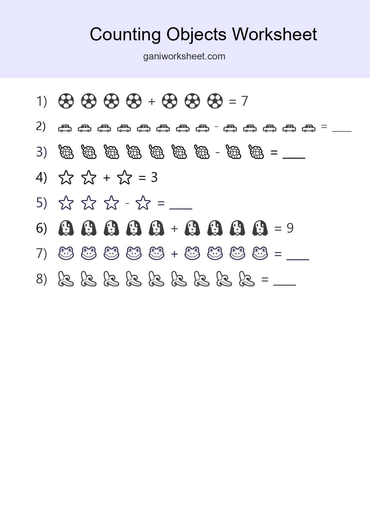 Free Counting Objects Worksheet For Kindergarten Printable - Part 1343