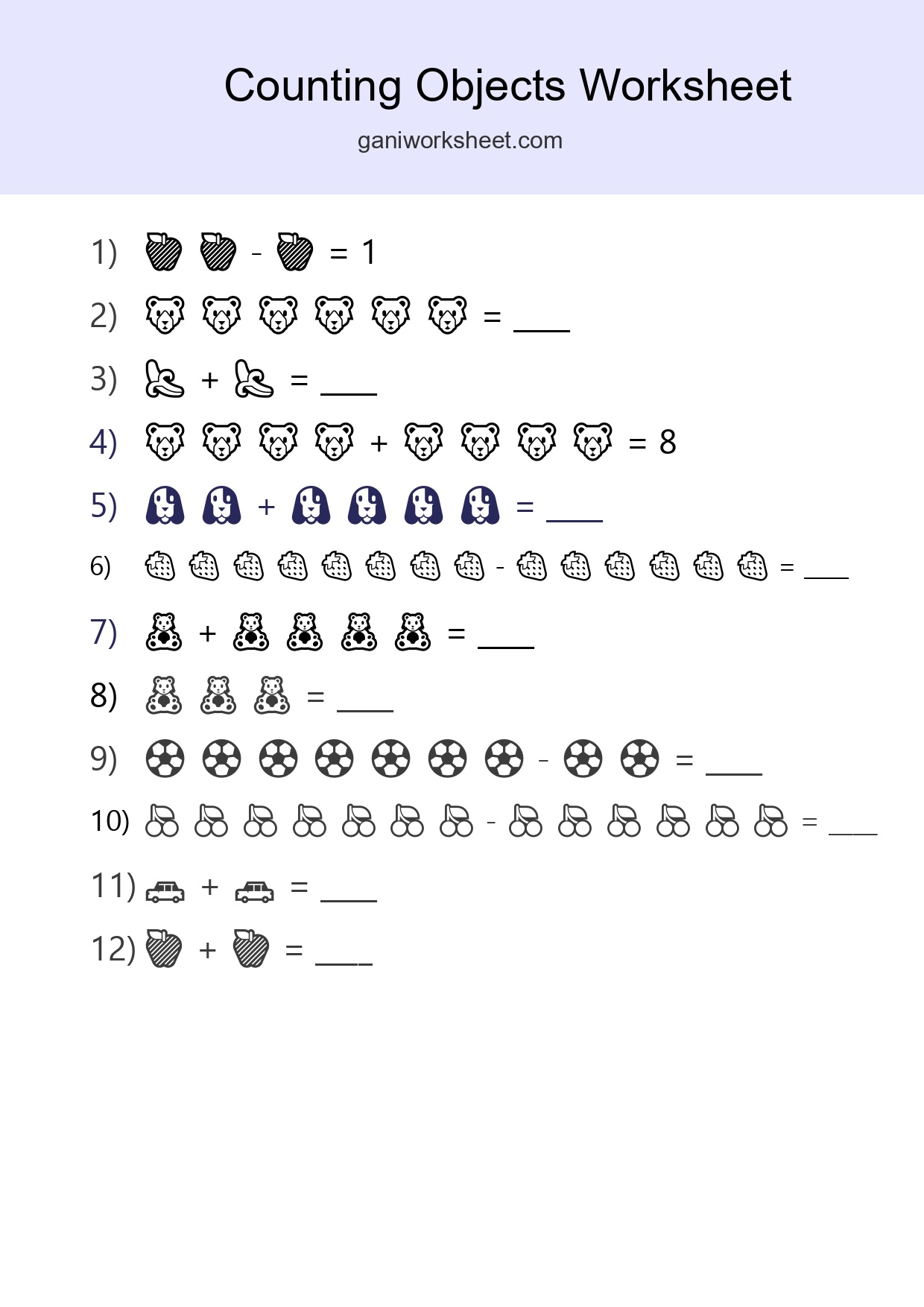 Free Counting Objects Worksheet For Kindergarten Printable - Part 1393