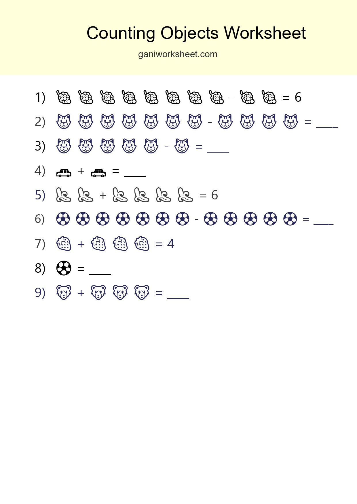 Free Counting Objects Worksheet For Kindergarten Printable - Part 1423
