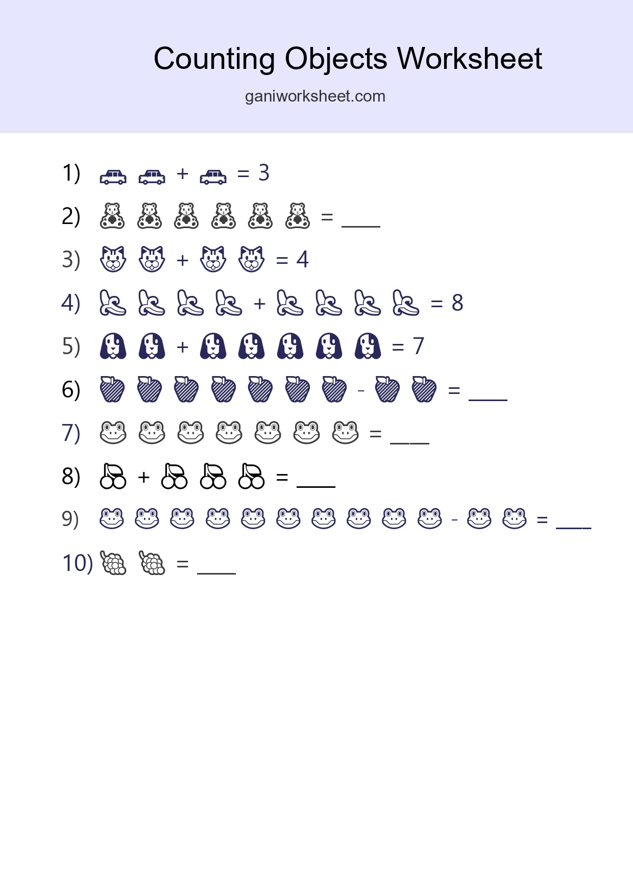 Free Counting Objects Worksheet For Kindergarten Printable - Part 143