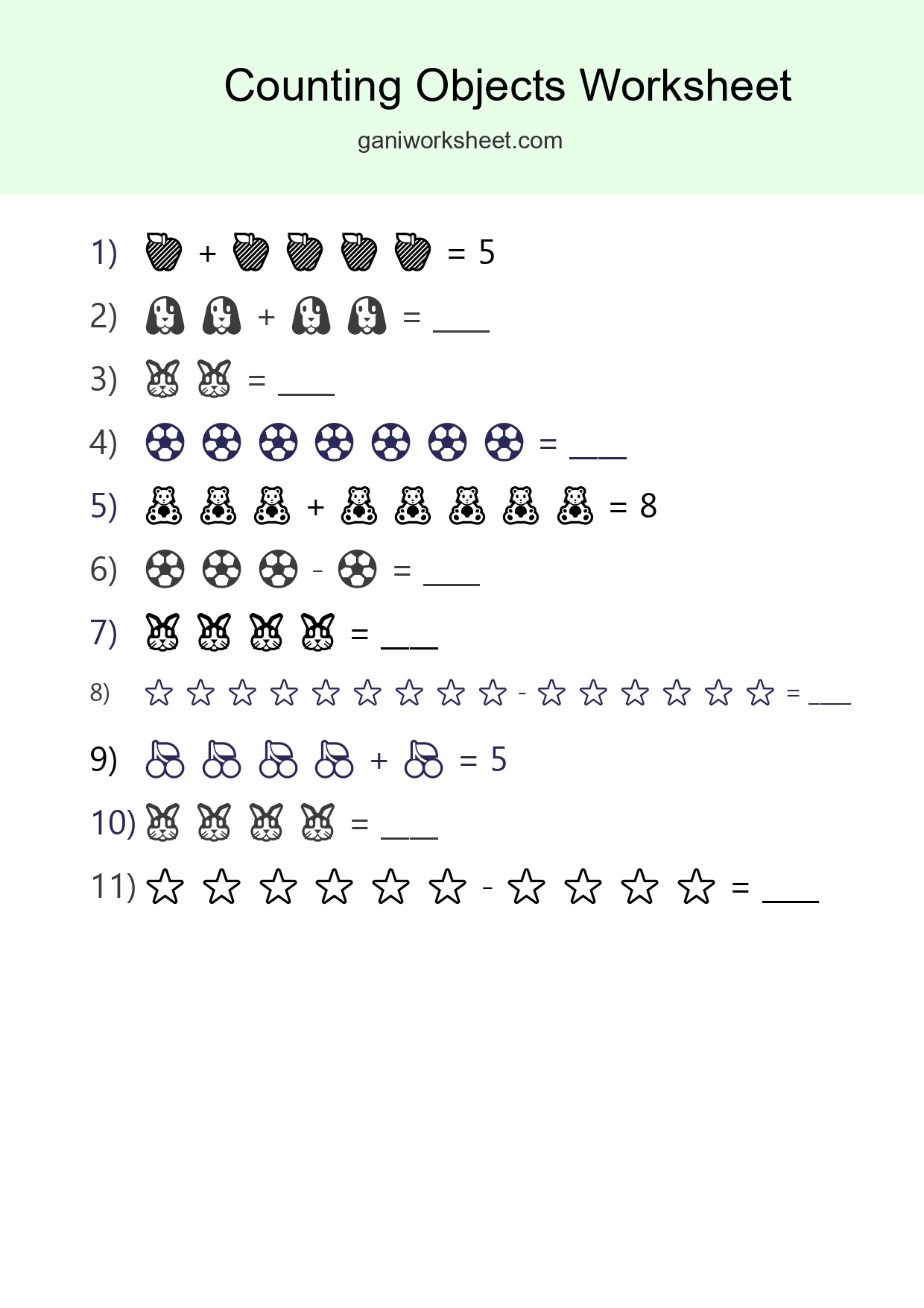 Free Counting Objects Worksheet For Kindergarten Printable - Part 1503