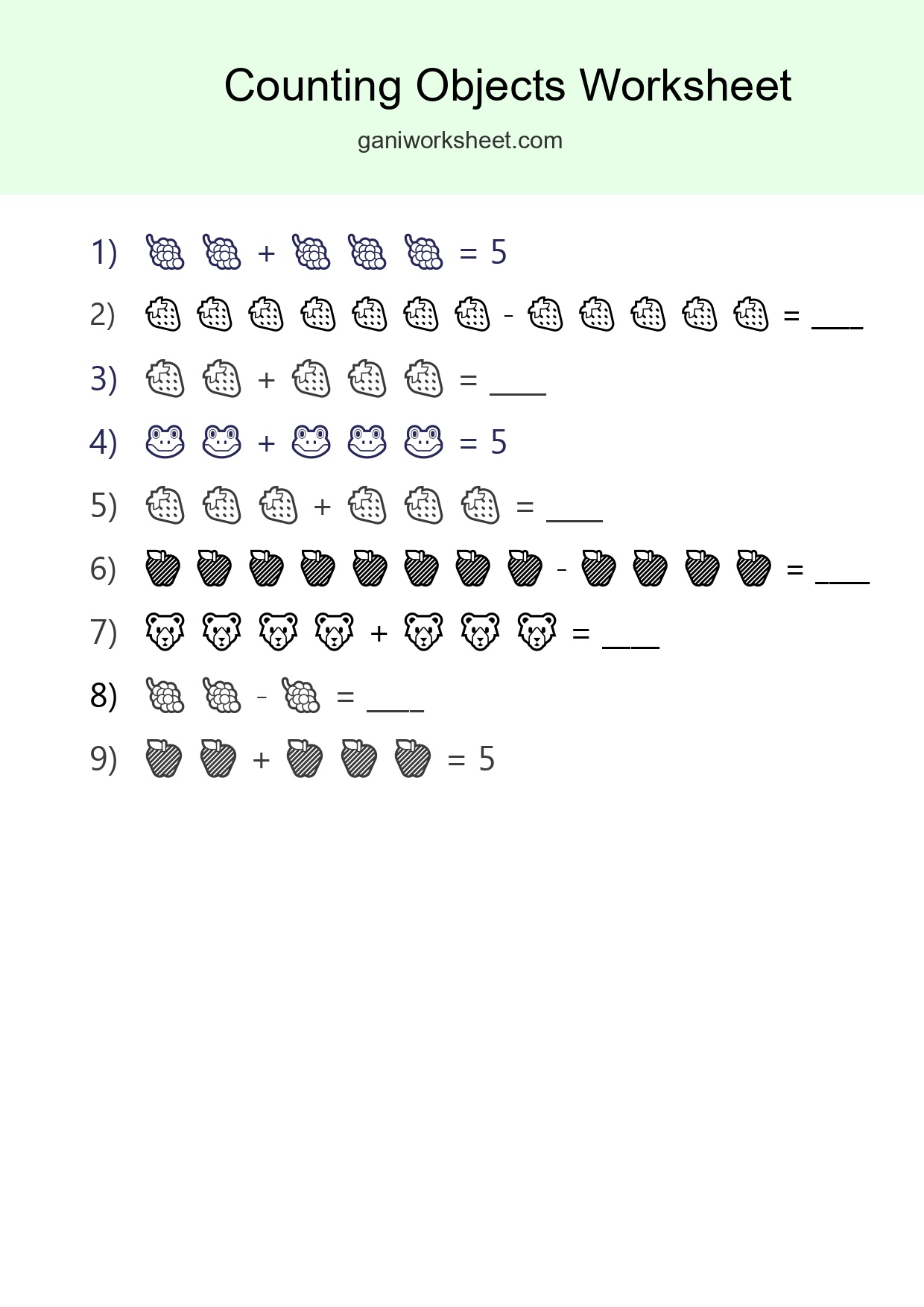 Free Counting Objects Worksheet For Kindergarten Printable - Part 1523