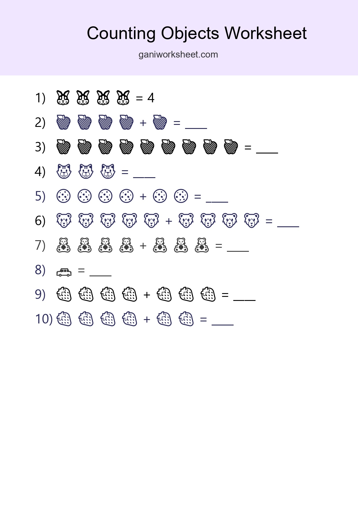 Free Counting Objects Worksheet For Kindergarten Printable - Part 1533