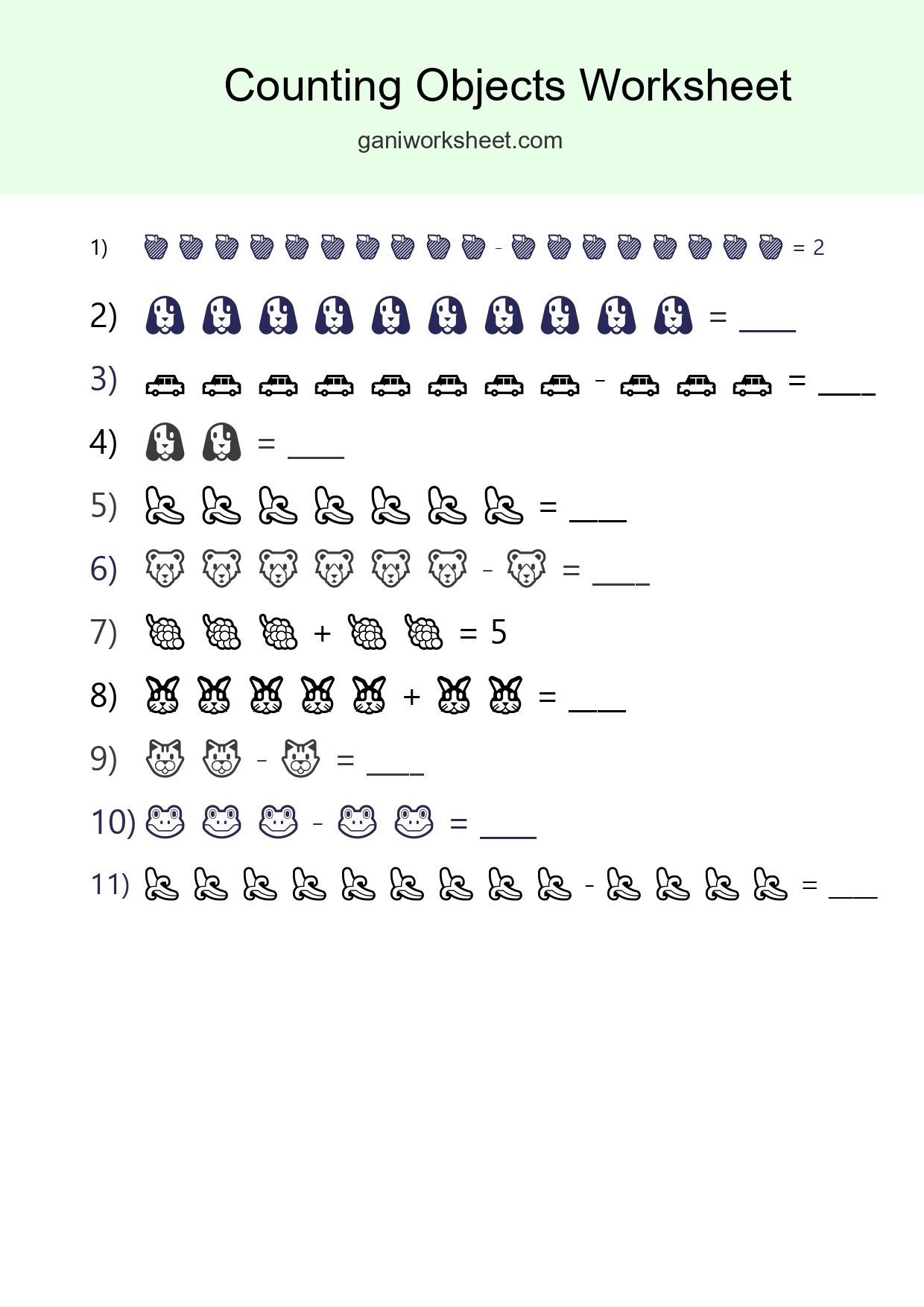 Free Counting Objects Worksheet For Kindergarten Printable - Part 1583
