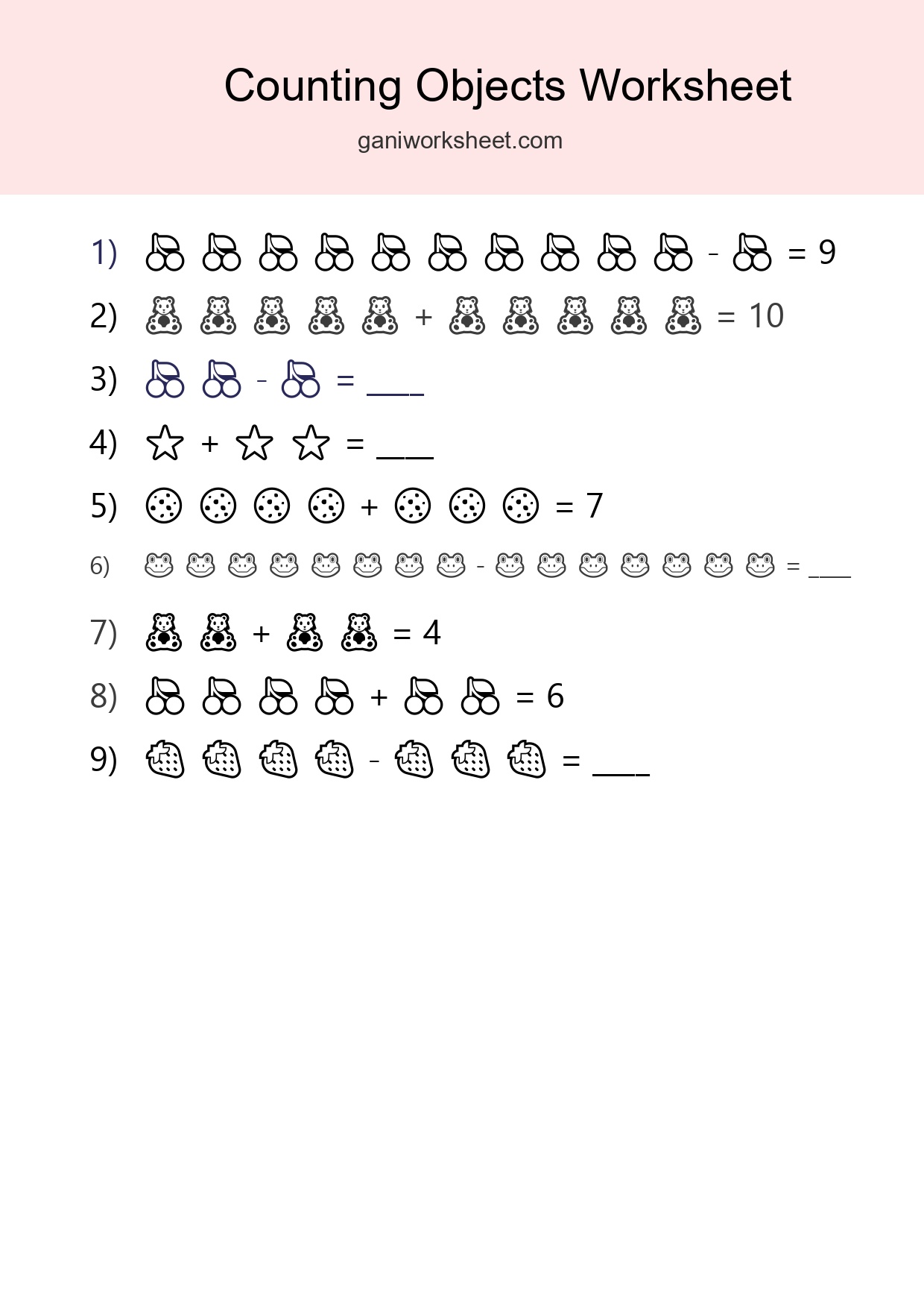 Free Counting Objects Worksheet For Kindergarten Printable - Part 163