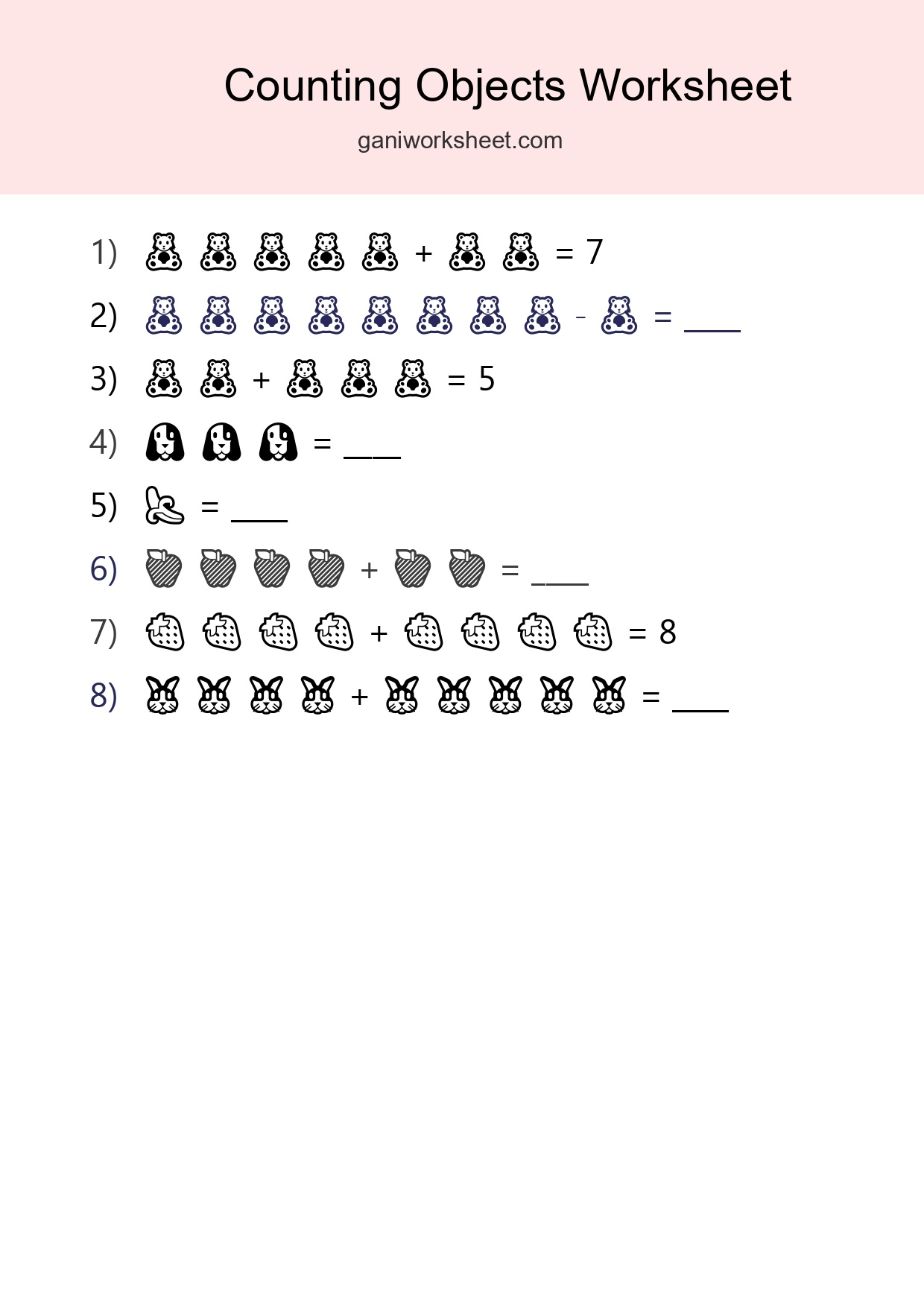 Free Counting Objects Worksheet For Kindergarten Printable - Part 1793