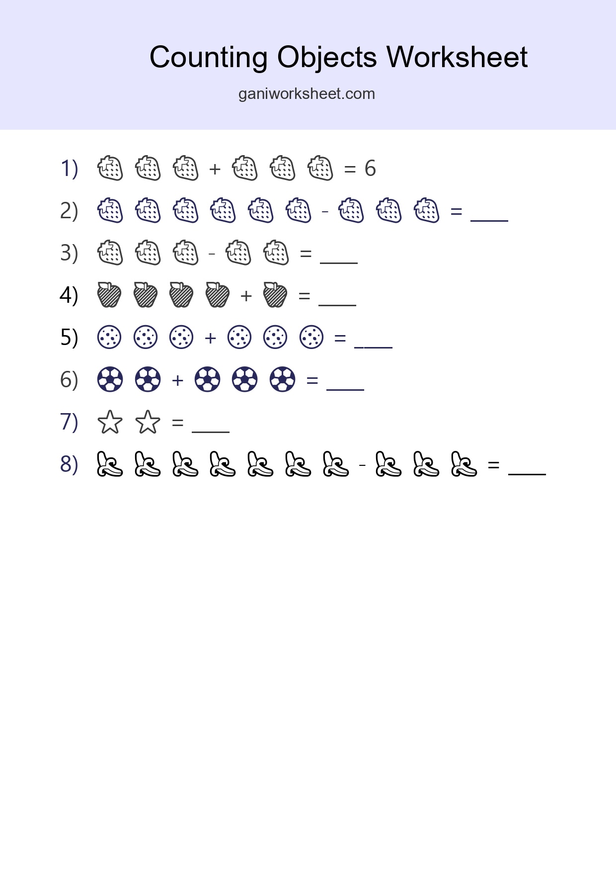 Free Counting Objects Worksheet For Kindergarten Printable - Part 1823