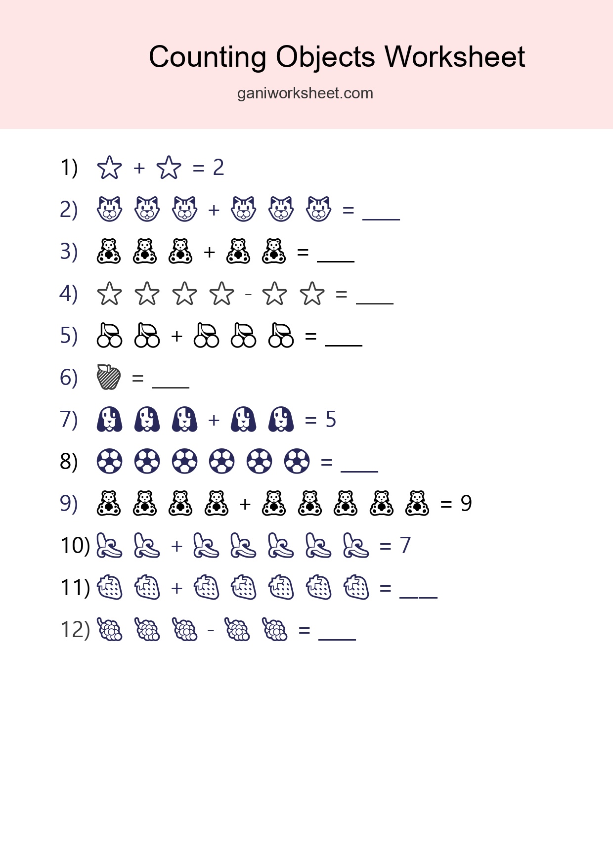 Free Counting Objects Worksheet For Kindergarten Printable - Part 1833