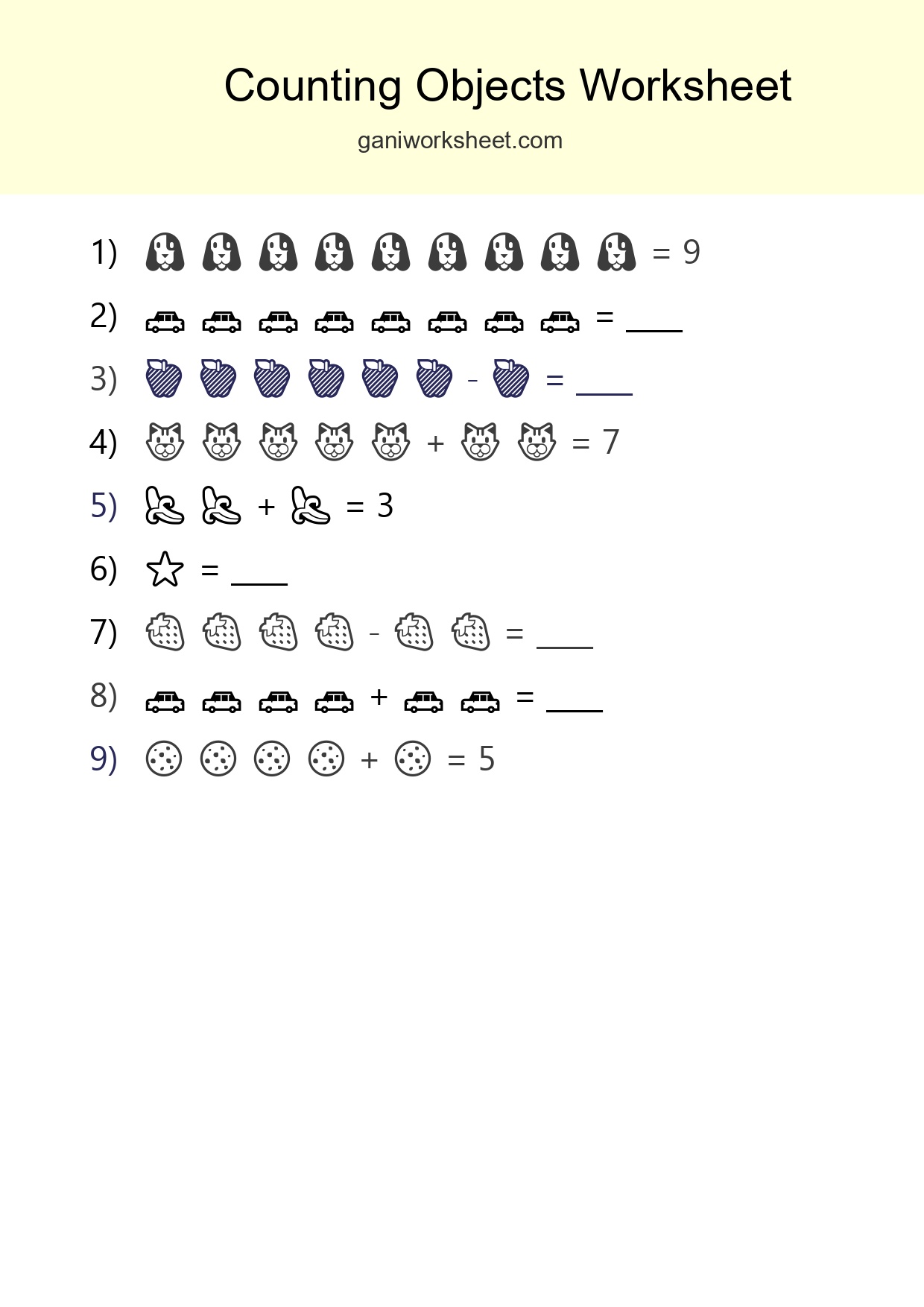 Free Counting Objects Worksheet For Kindergarten Printable - Part 1953