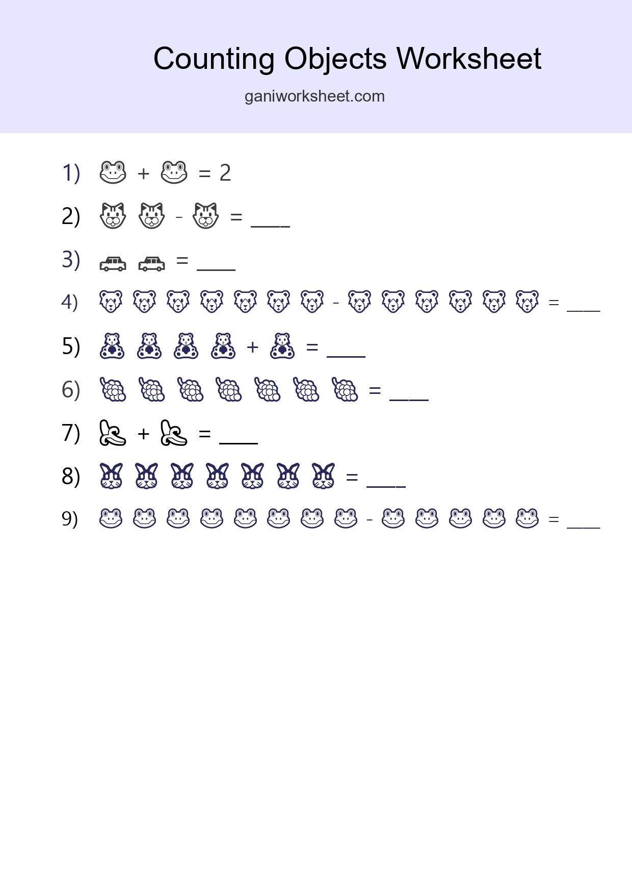 Free Counting Objects Worksheet For Kindergarten Printable - Part 223