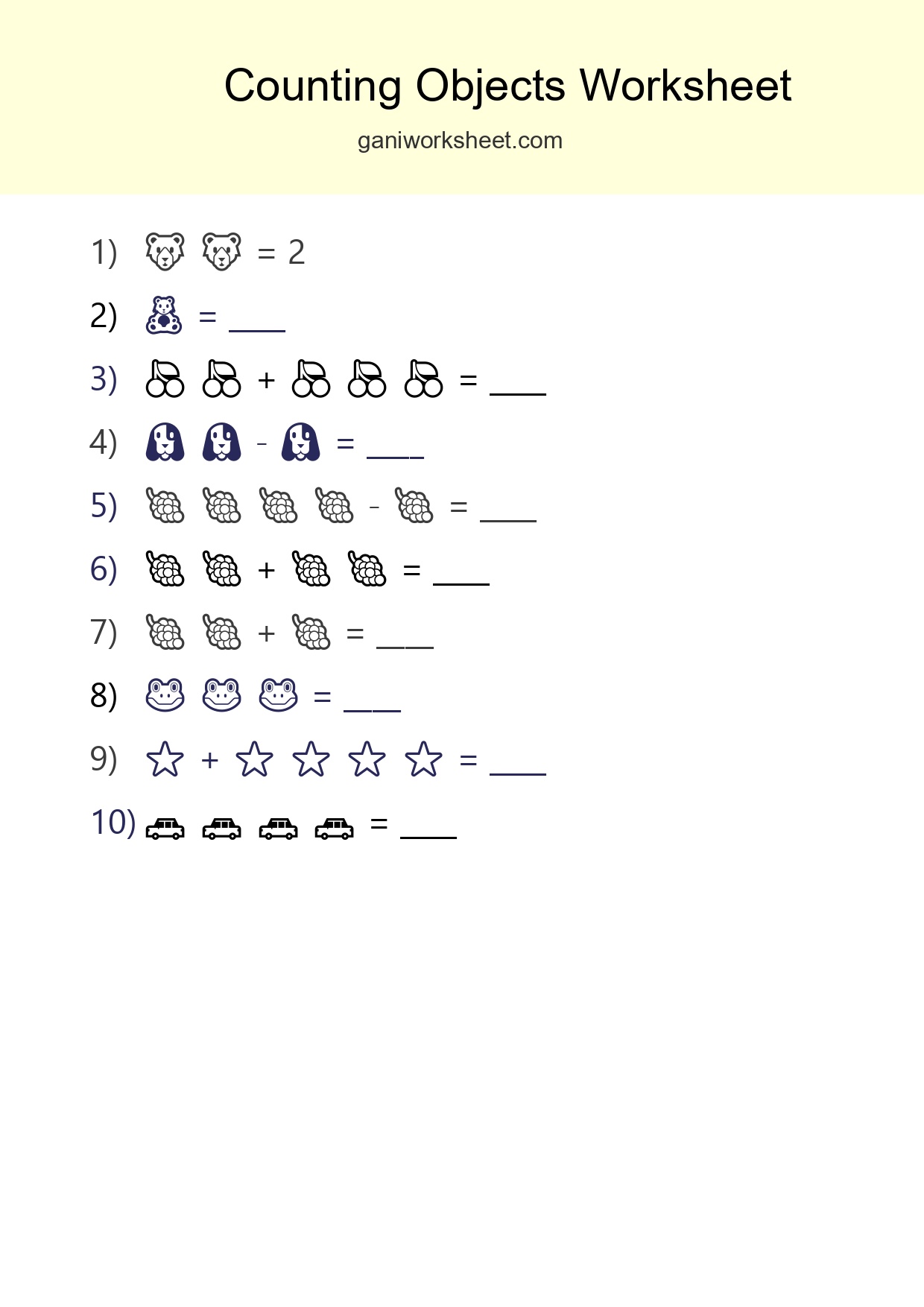 Free Counting Objects Worksheet For Kindergarten Printable - Part 293