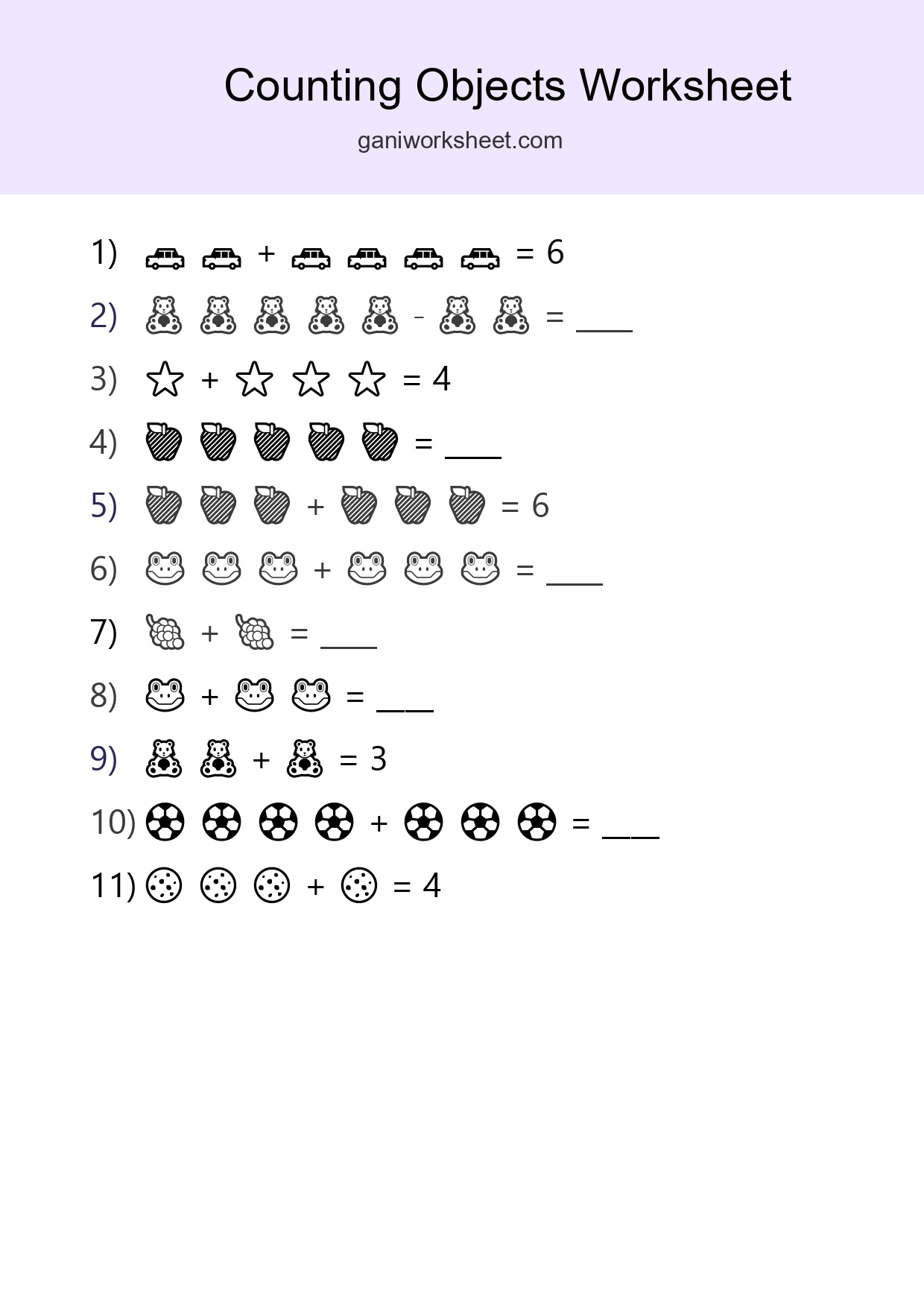 Free Counting Objects Worksheet For Kindergarten Printable - Part 323