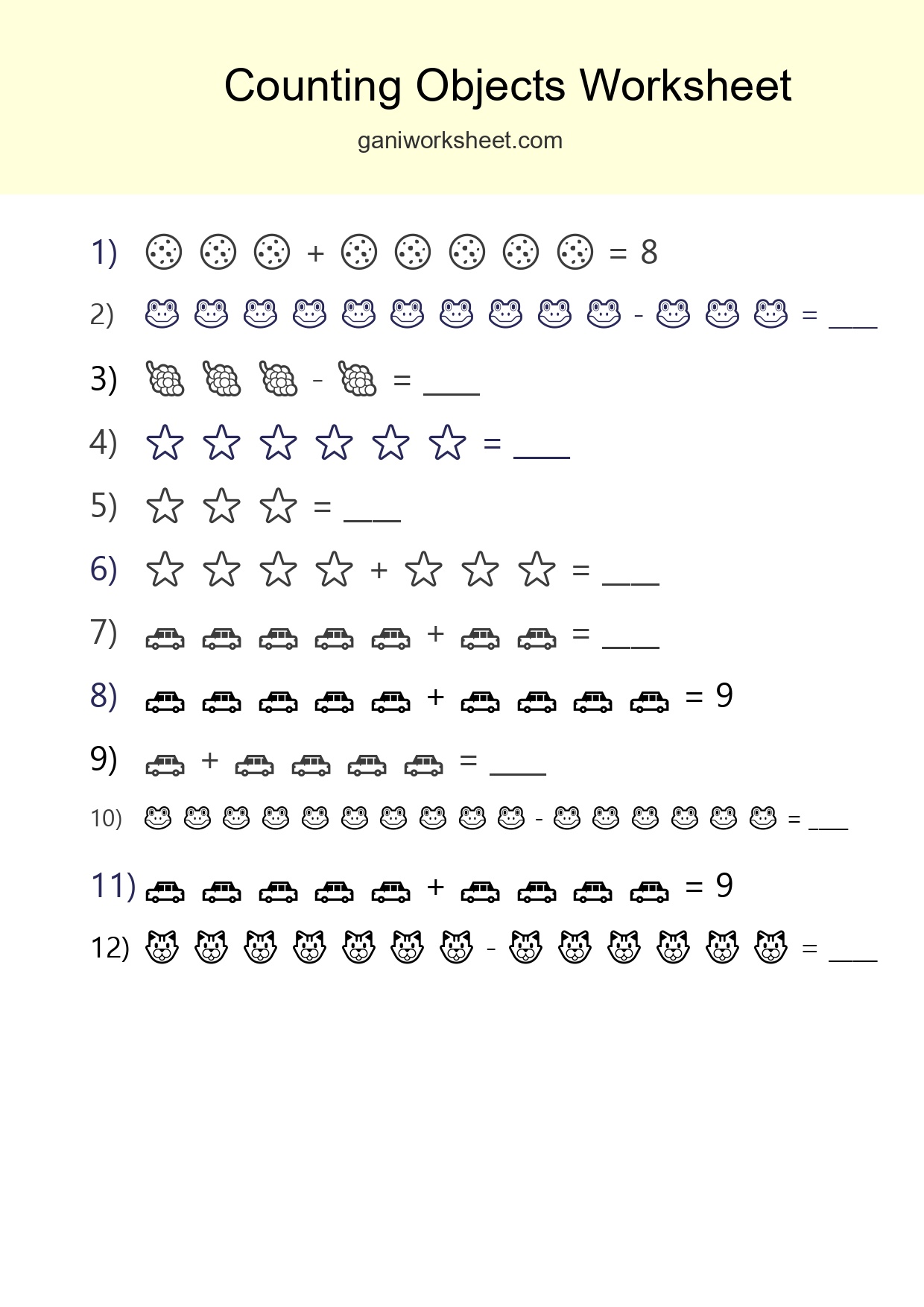Free Counting Objects Worksheet For Kindergarten Printable - Part 343