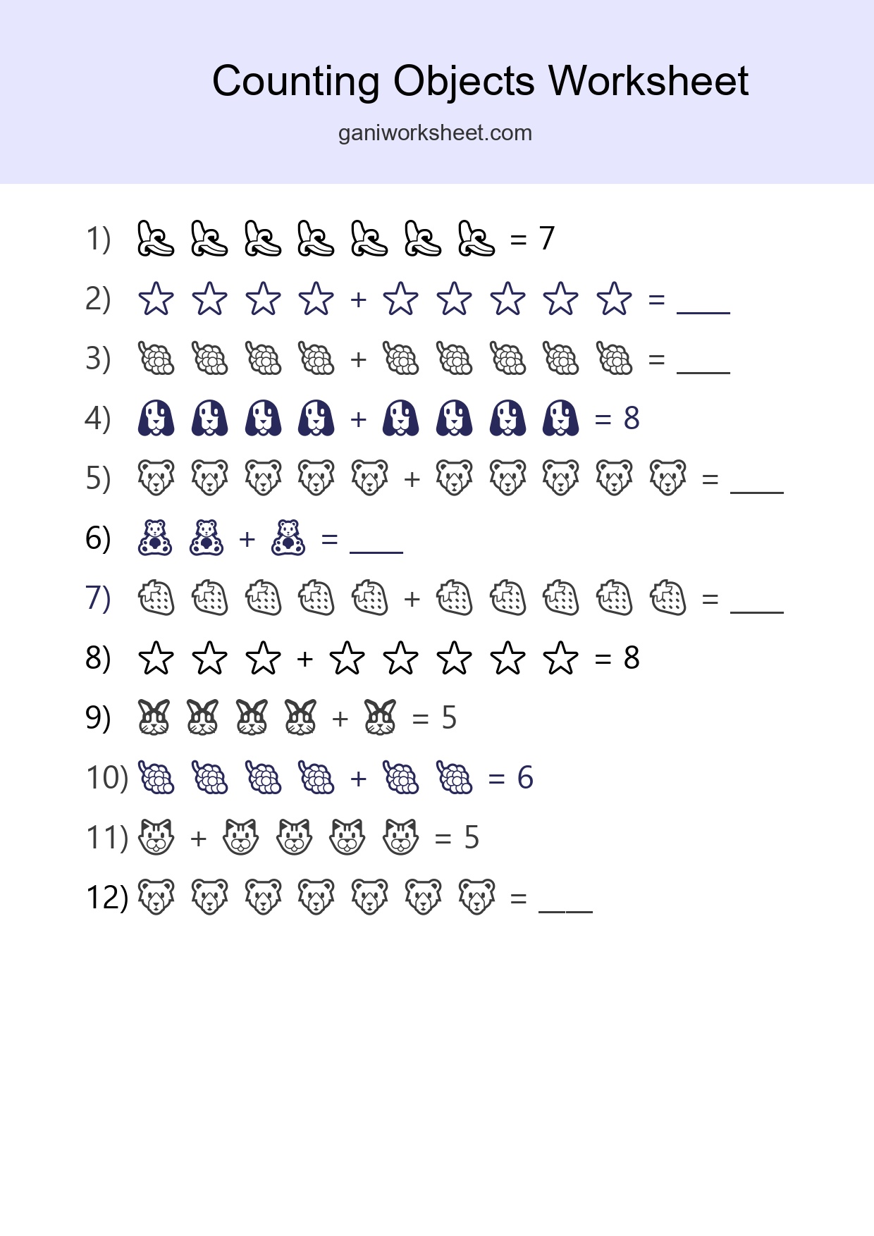 Free Counting Objects Worksheet For Kindergarten Printable - Part 423