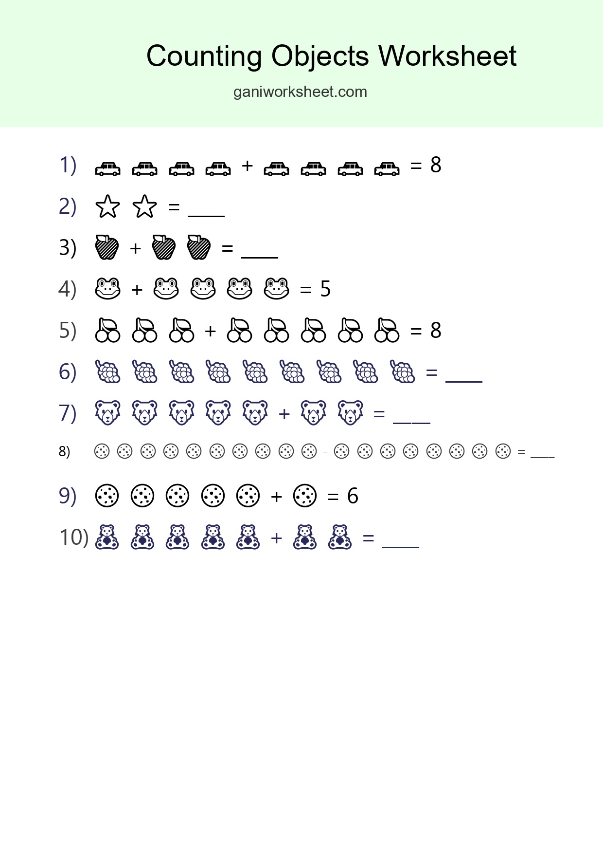 Free Counting Objects Worksheet For Kindergarten Printable - Part 43