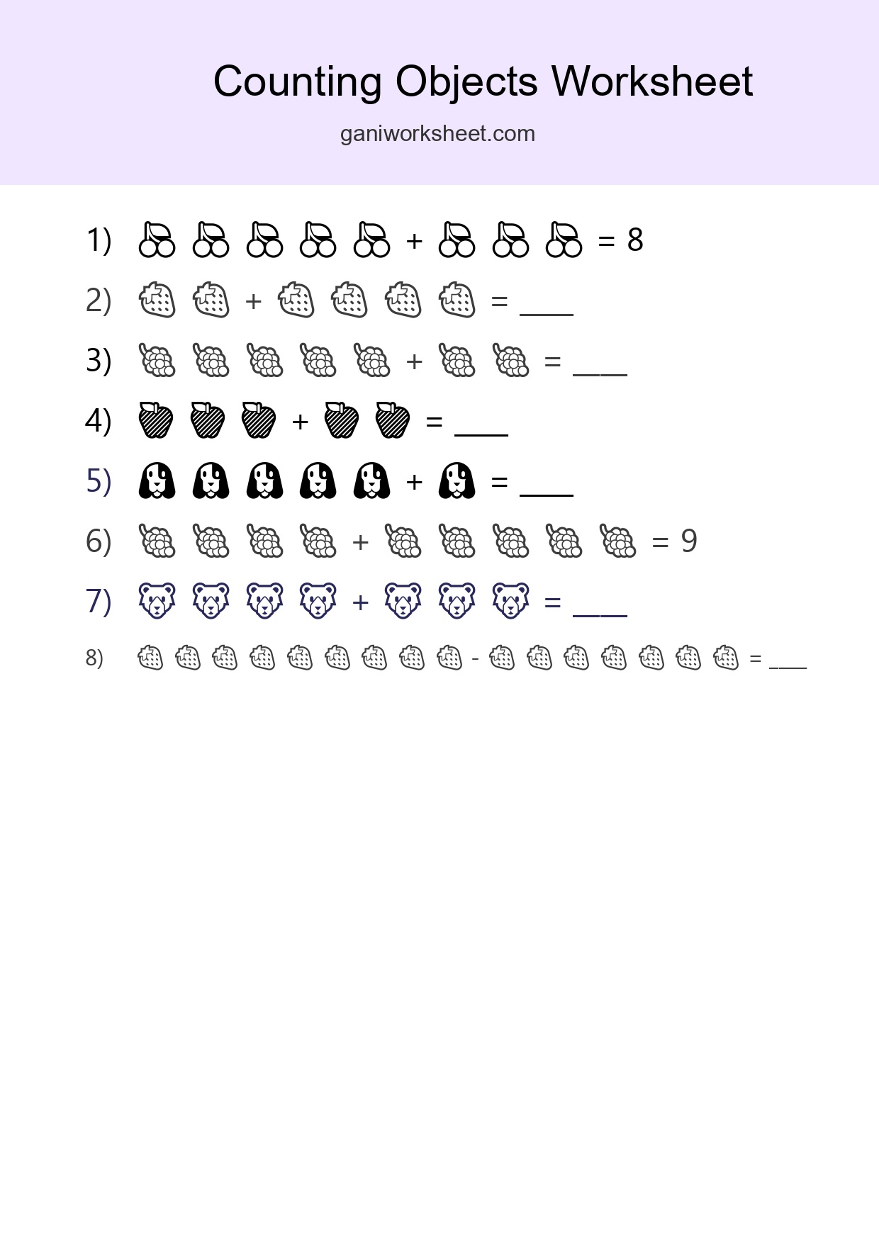 Free Counting Objects Worksheet For Kindergarten Printable - Part 433