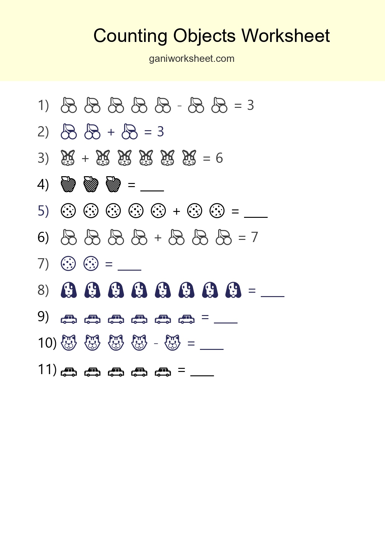 Free Counting Objects Worksheet For Kindergarten Printable - Part 573