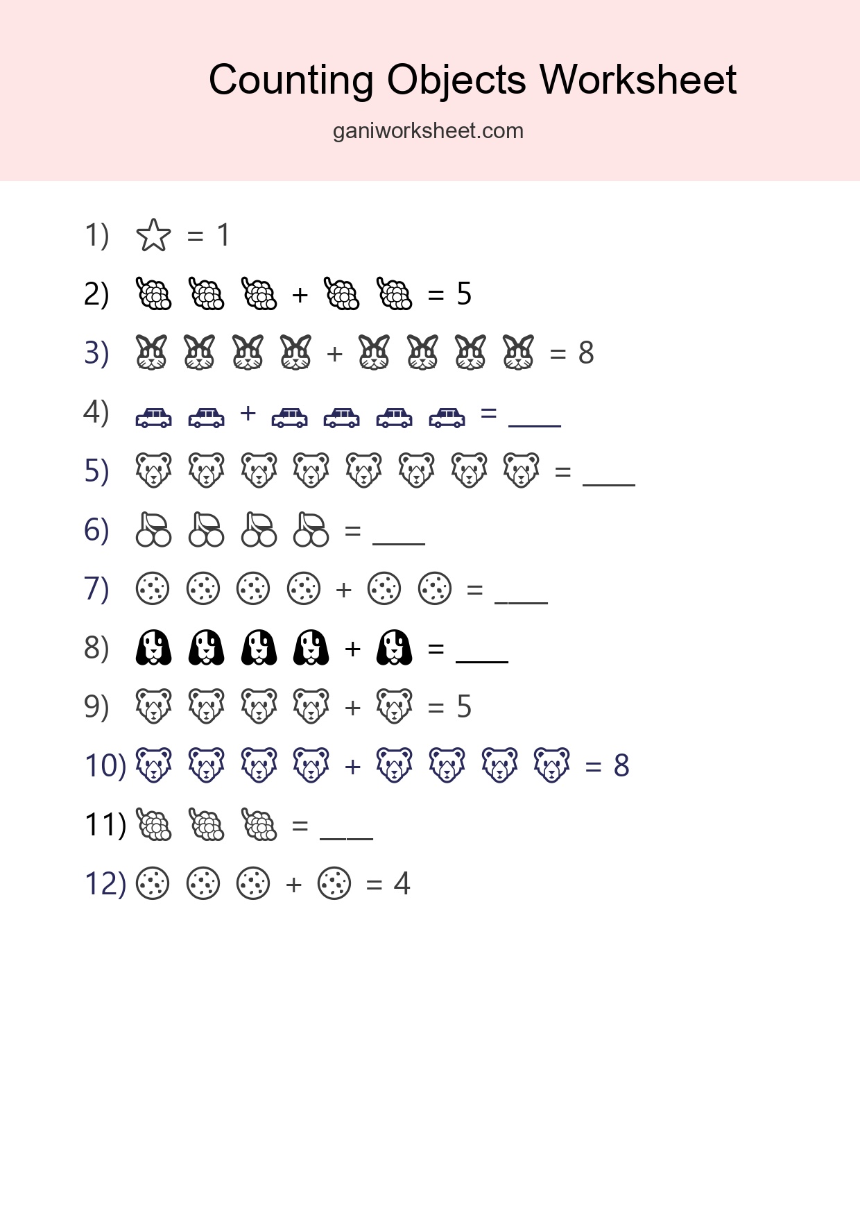 Free Counting Objects Worksheet For Kindergarten Printable - Part 583