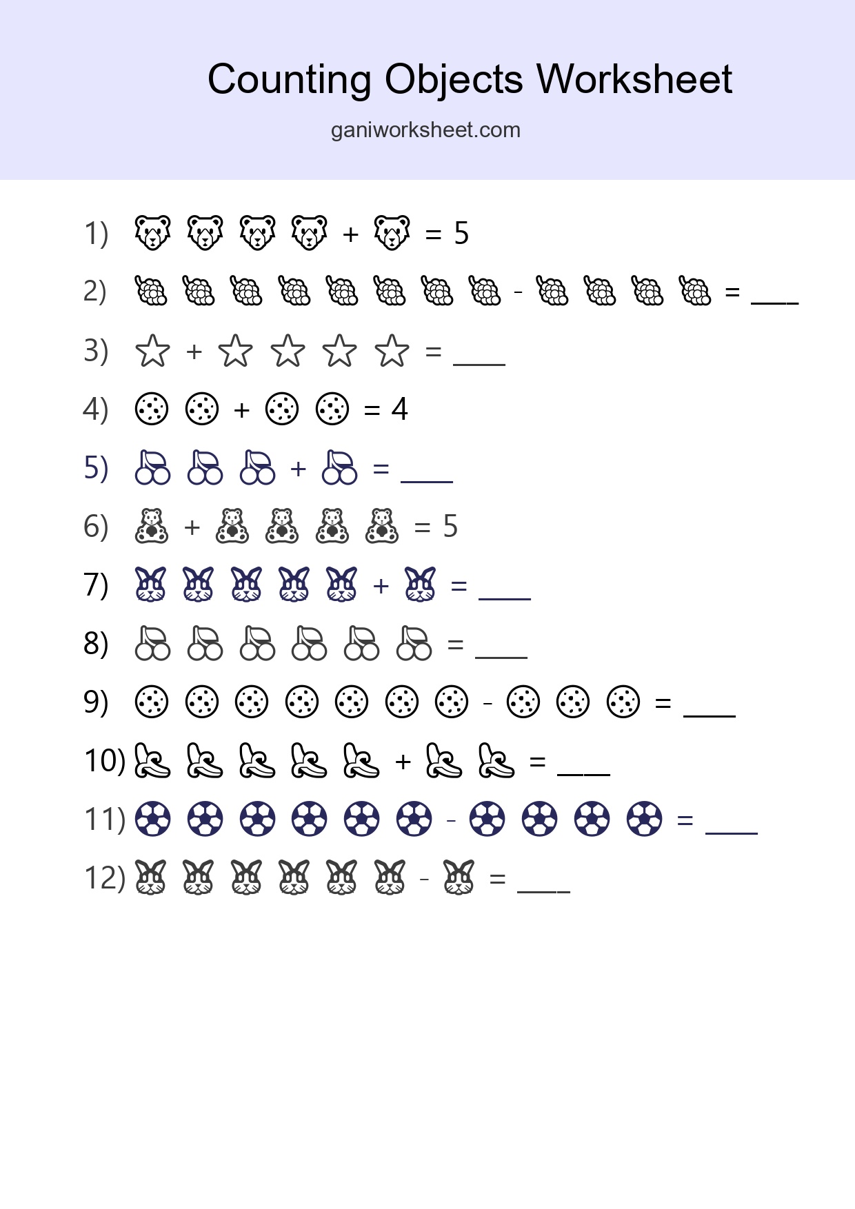 Free Counting Objects Worksheet For Kindergarten Printable - Part 773