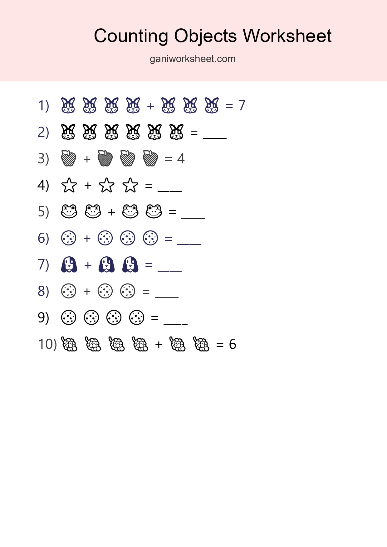 Free Counting Objects Worksheet For Kindergarten Printable - Part 813