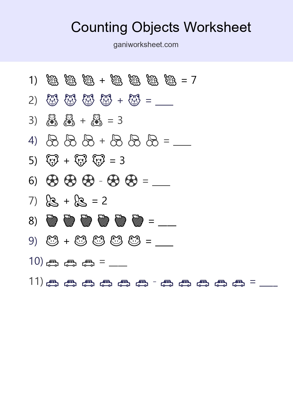 Free Counting Objects Worksheet For Kindergarten Printable - Part 863