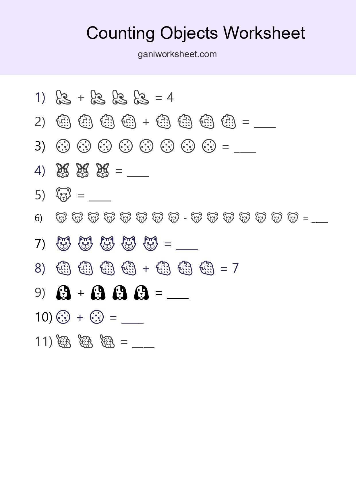 Free Counting Objects Worksheet For Kindergarten Printable - Part 943