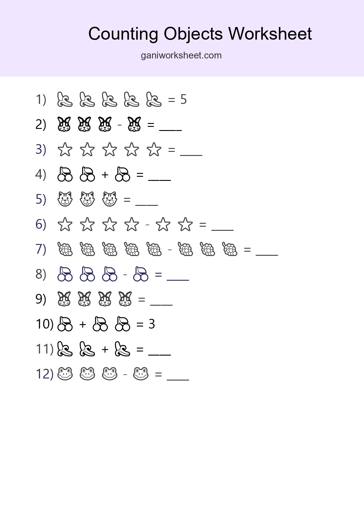 Free Counting Objects Worksheet For Pre-K - Part 1063