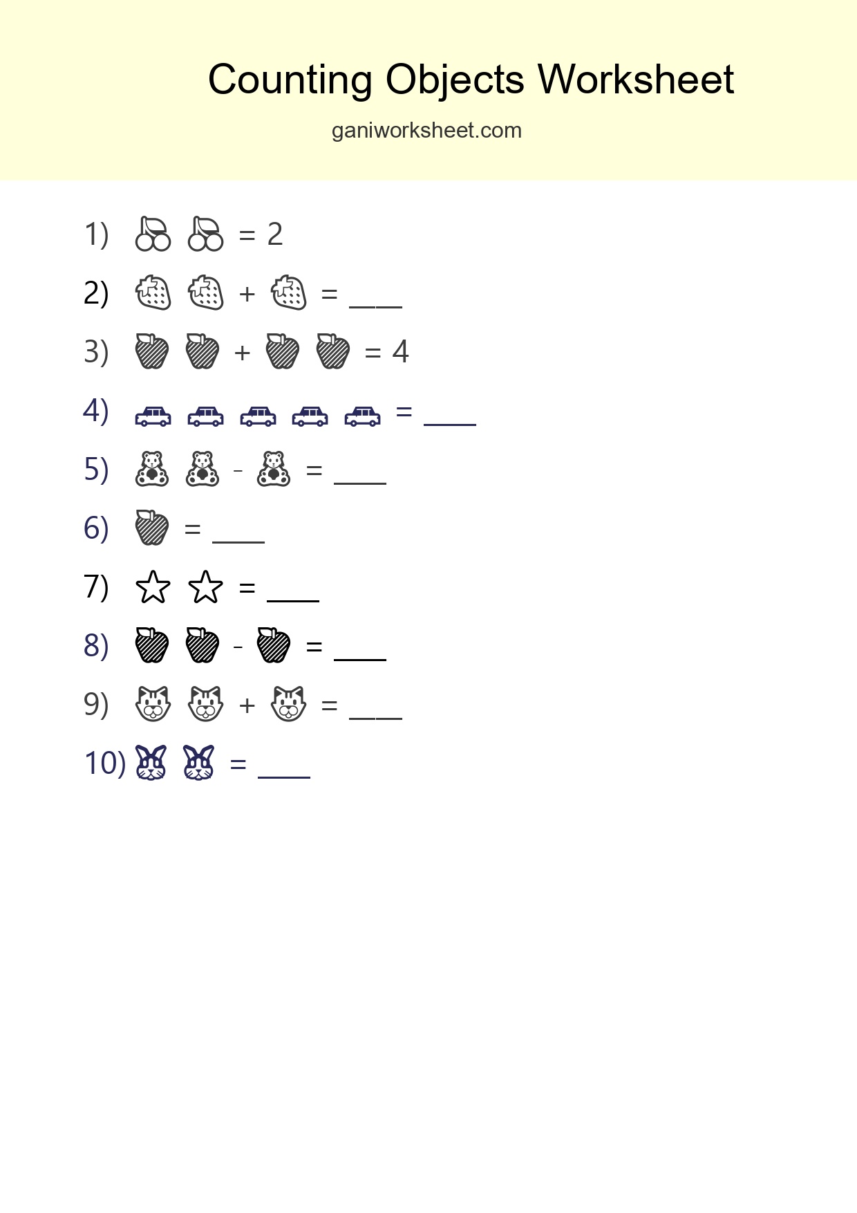 Free Counting Objects Worksheet For Pre-K - Part 1173