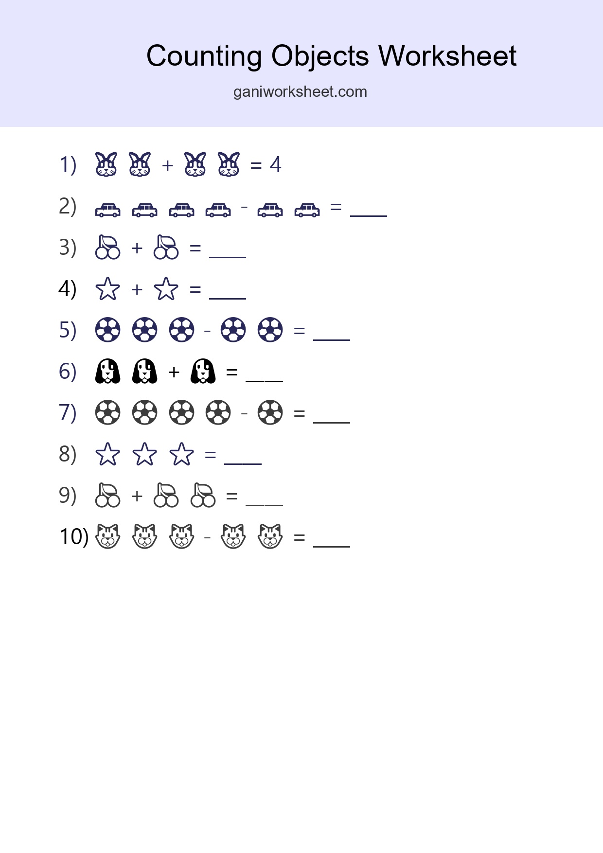 Free Counting Objects Worksheet For Pre-K - Part 1663
