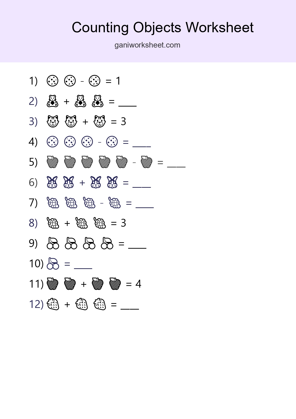 Free Counting Objects Worksheet For Pre-K - Part 1713
