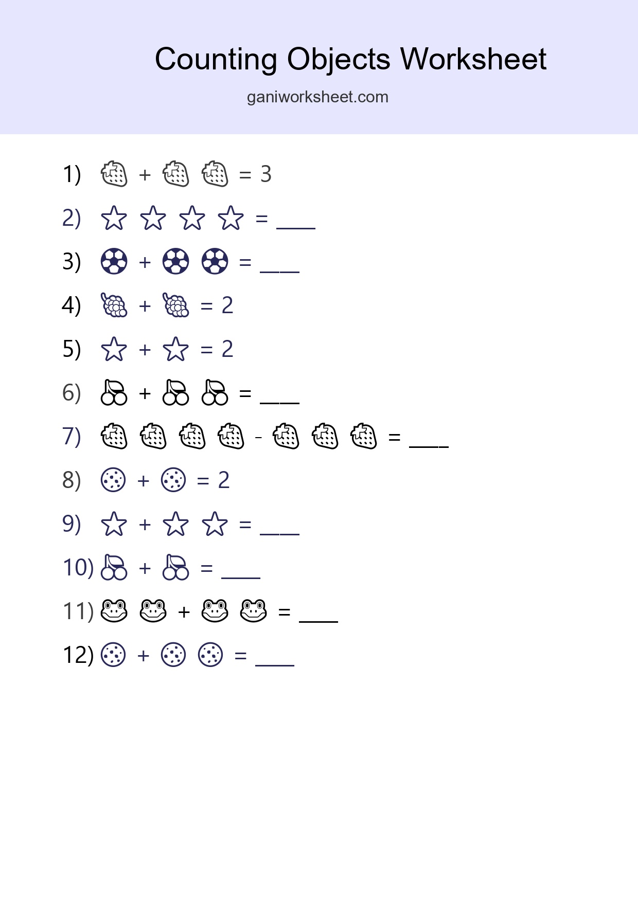 Free Counting Objects Worksheet For Pre-K - Part 283