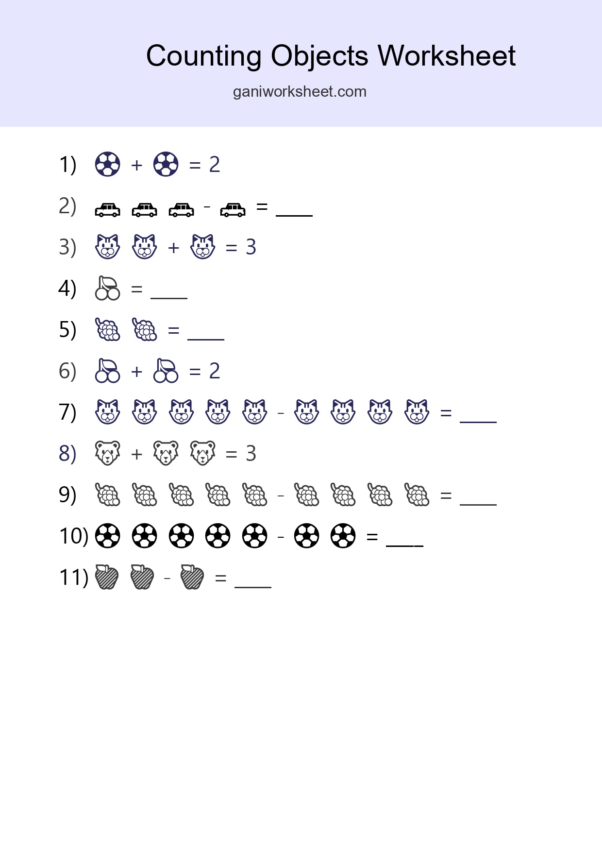 Free Counting Objects Worksheet For Pre-K - Part 363
