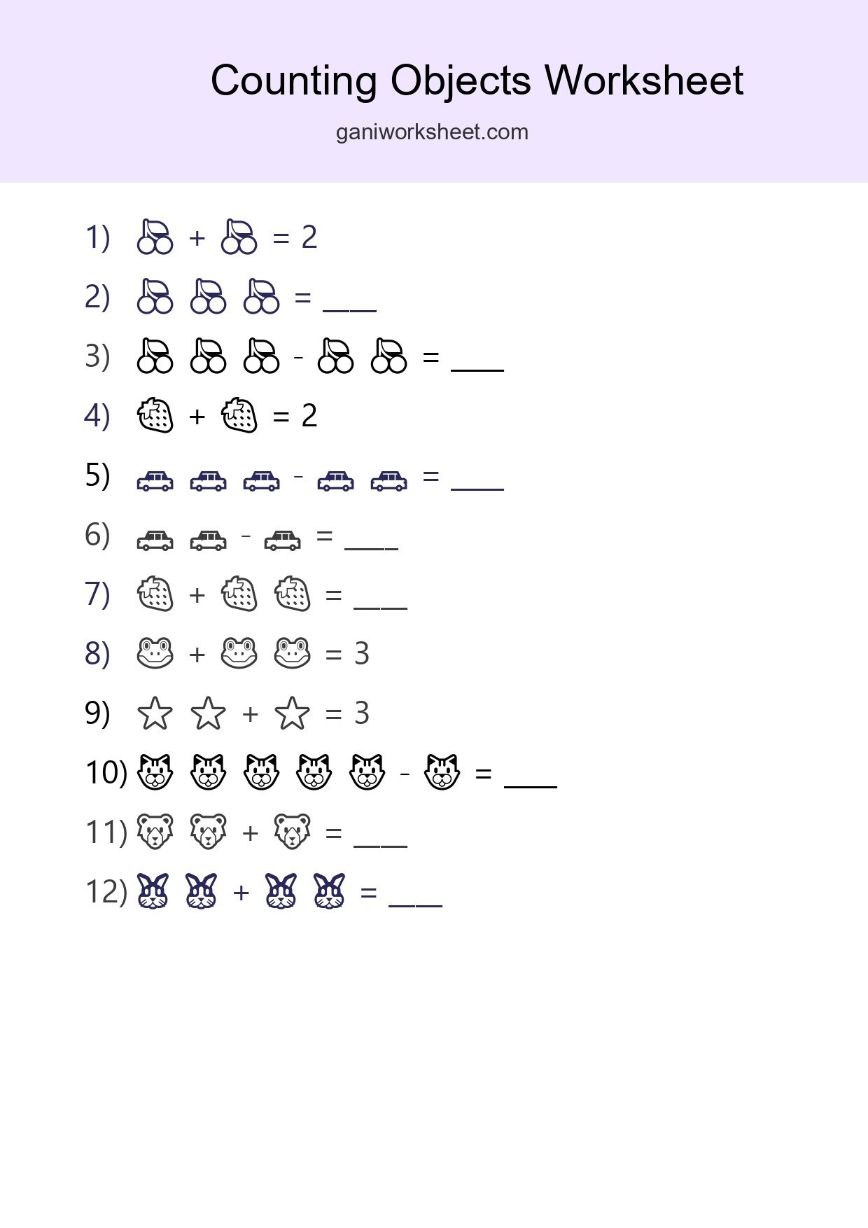 Free Counting Objects Worksheet For Pre-K - Part 453