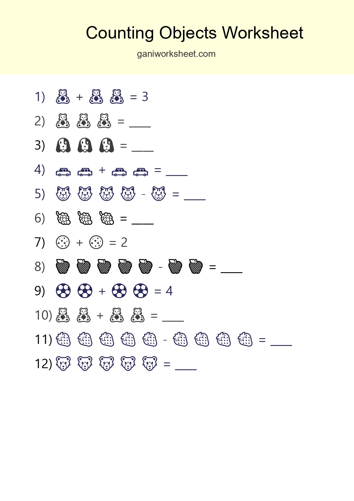 Free Counting Objects Worksheet For Pre-K - Part 493
