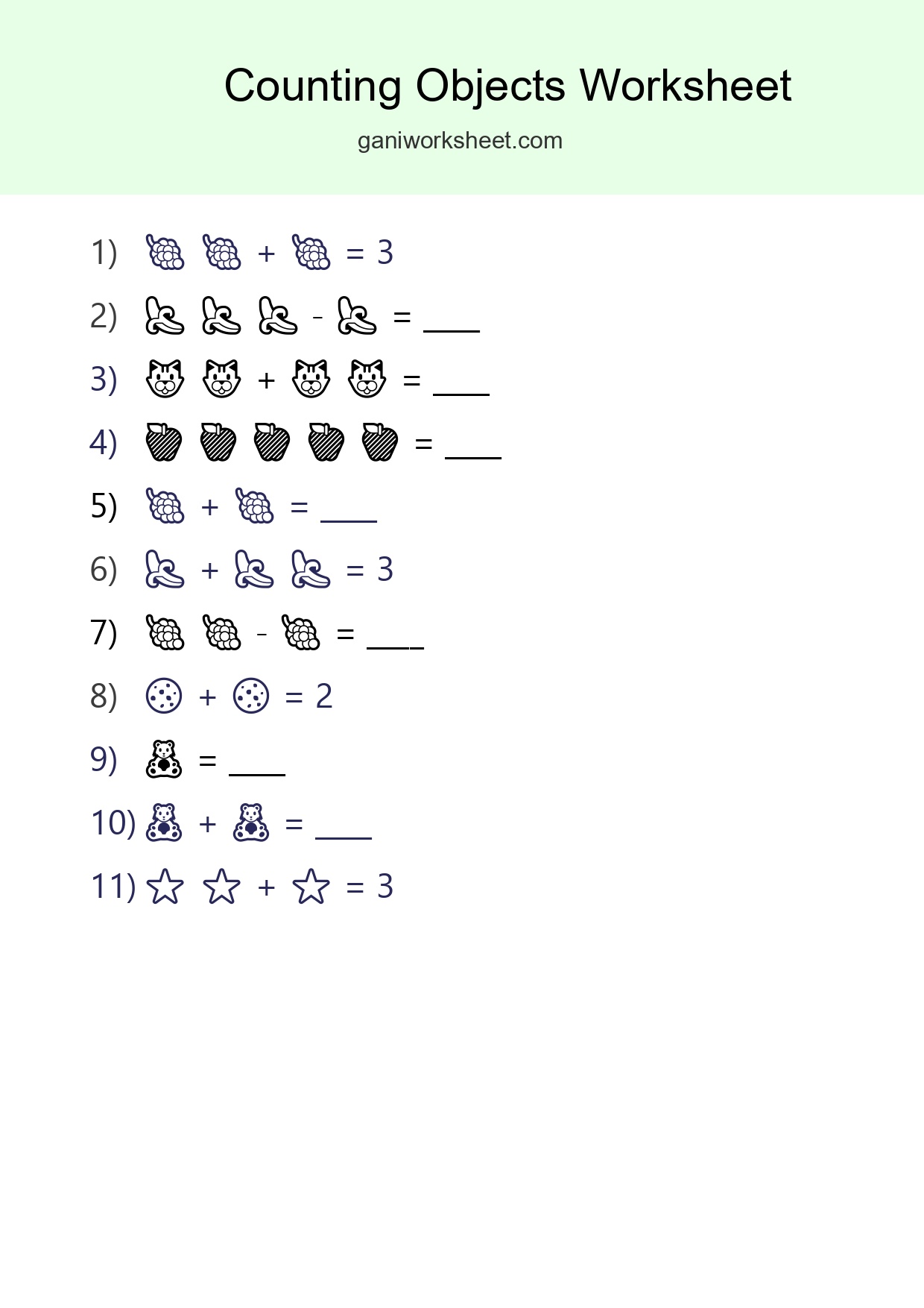 Free Counting Objects Worksheet For Pre-K - Part 843