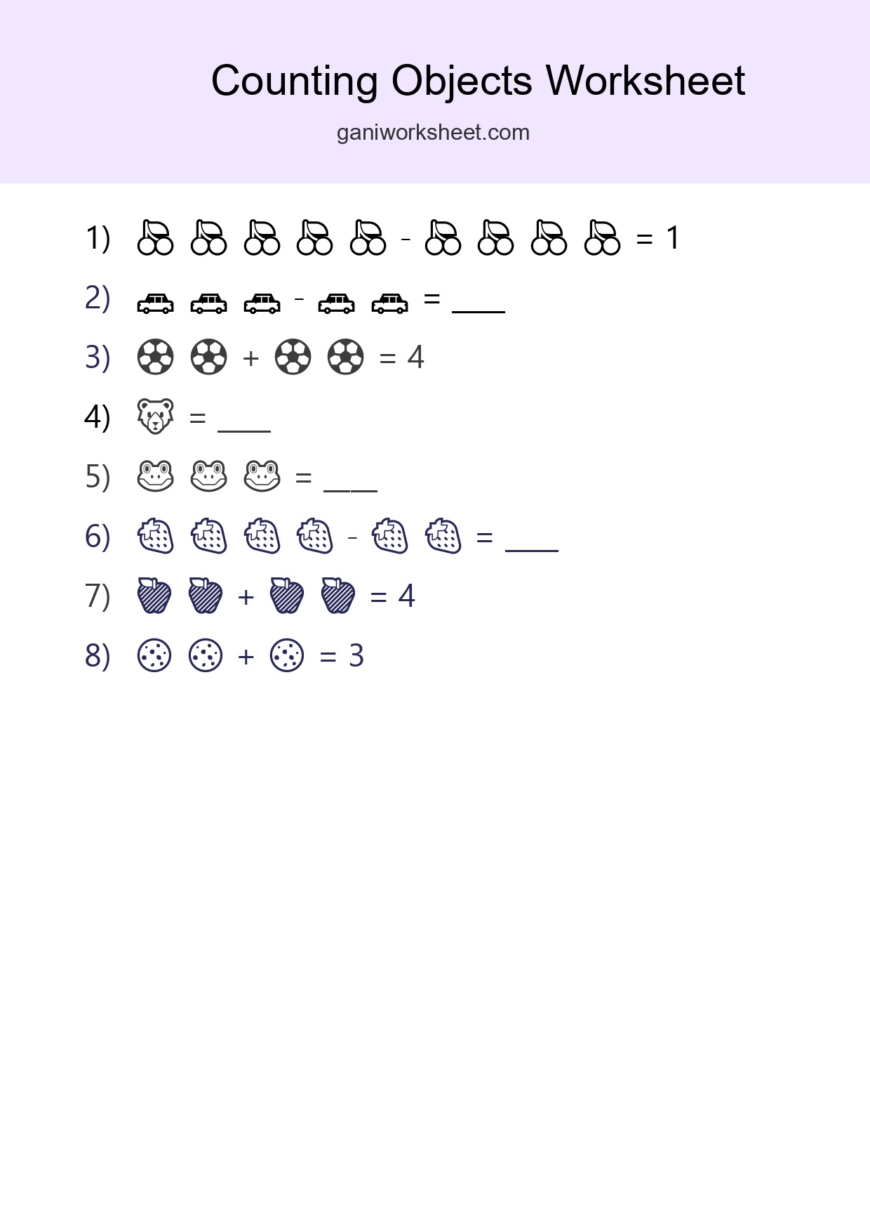 Free Counting Objects Worksheet For Pre-K - Part 883