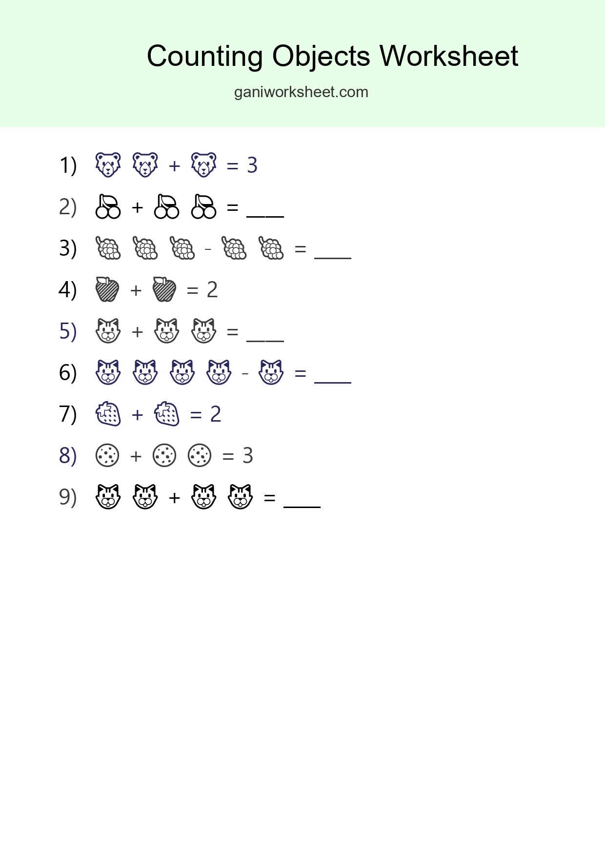 Free Counting Objects Worksheet For Pre-K Printable - Part 1163