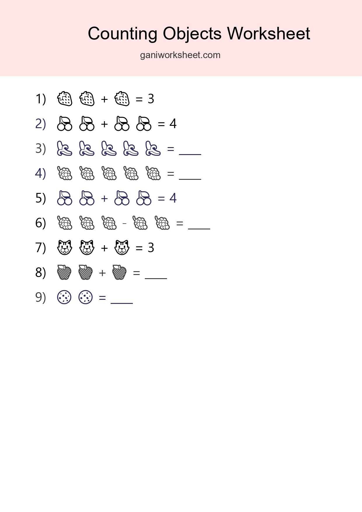 Free Counting Objects Worksheet For Pre-K Printable - Part 1193